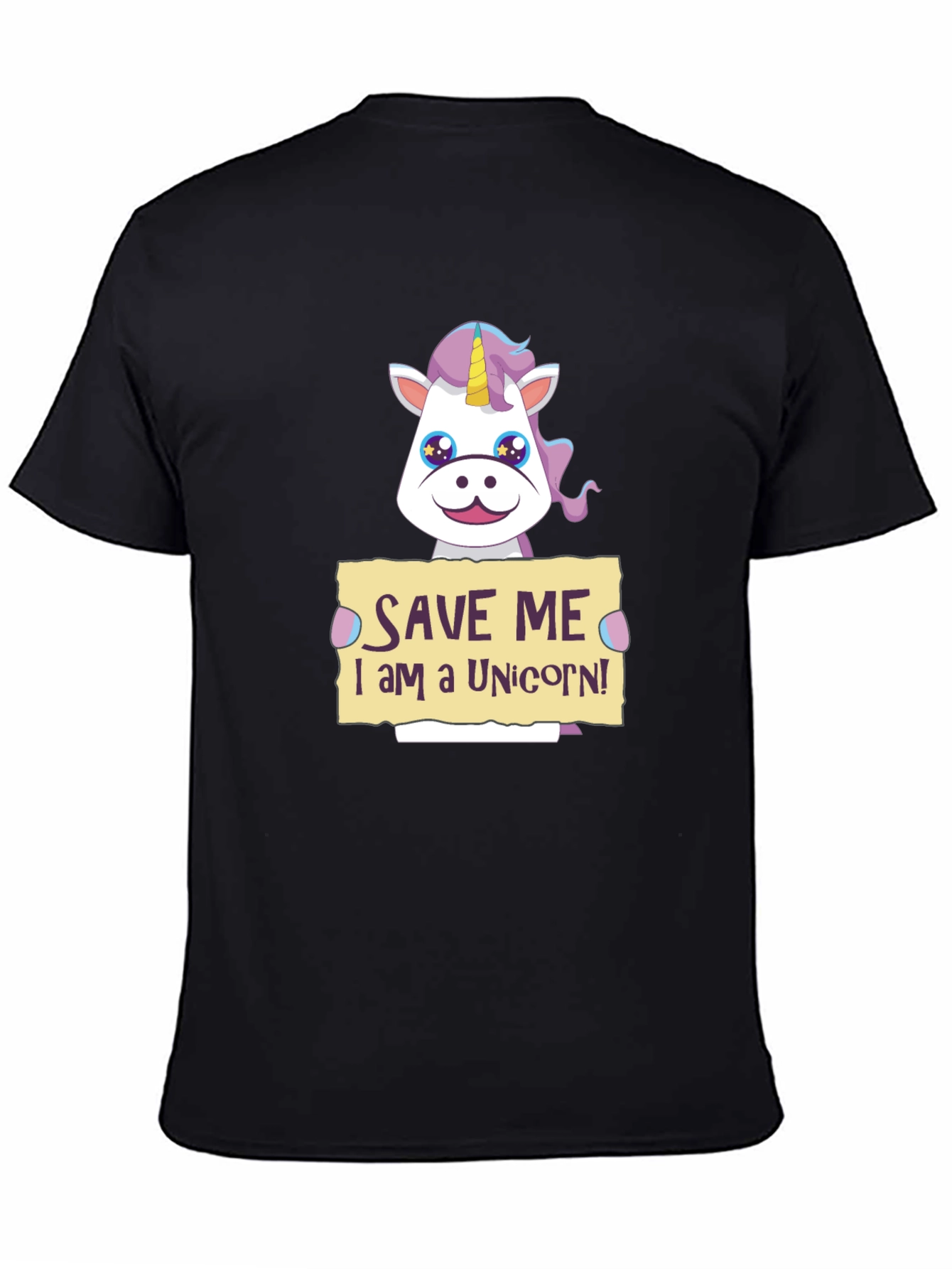 Black Save Me Unicorn T-Shirt - Novelty Graphic Tee view 4