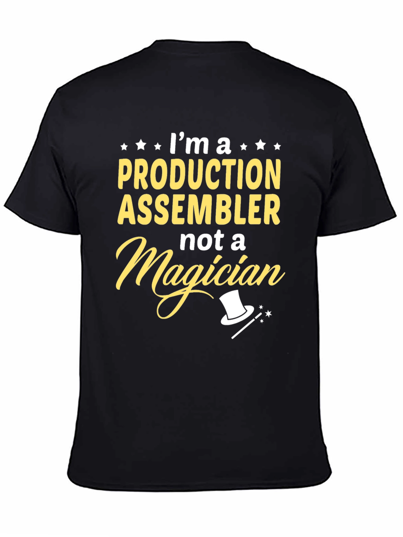 Black Production Assembler T-Shirt - Not a Magician Funny Tee view 4