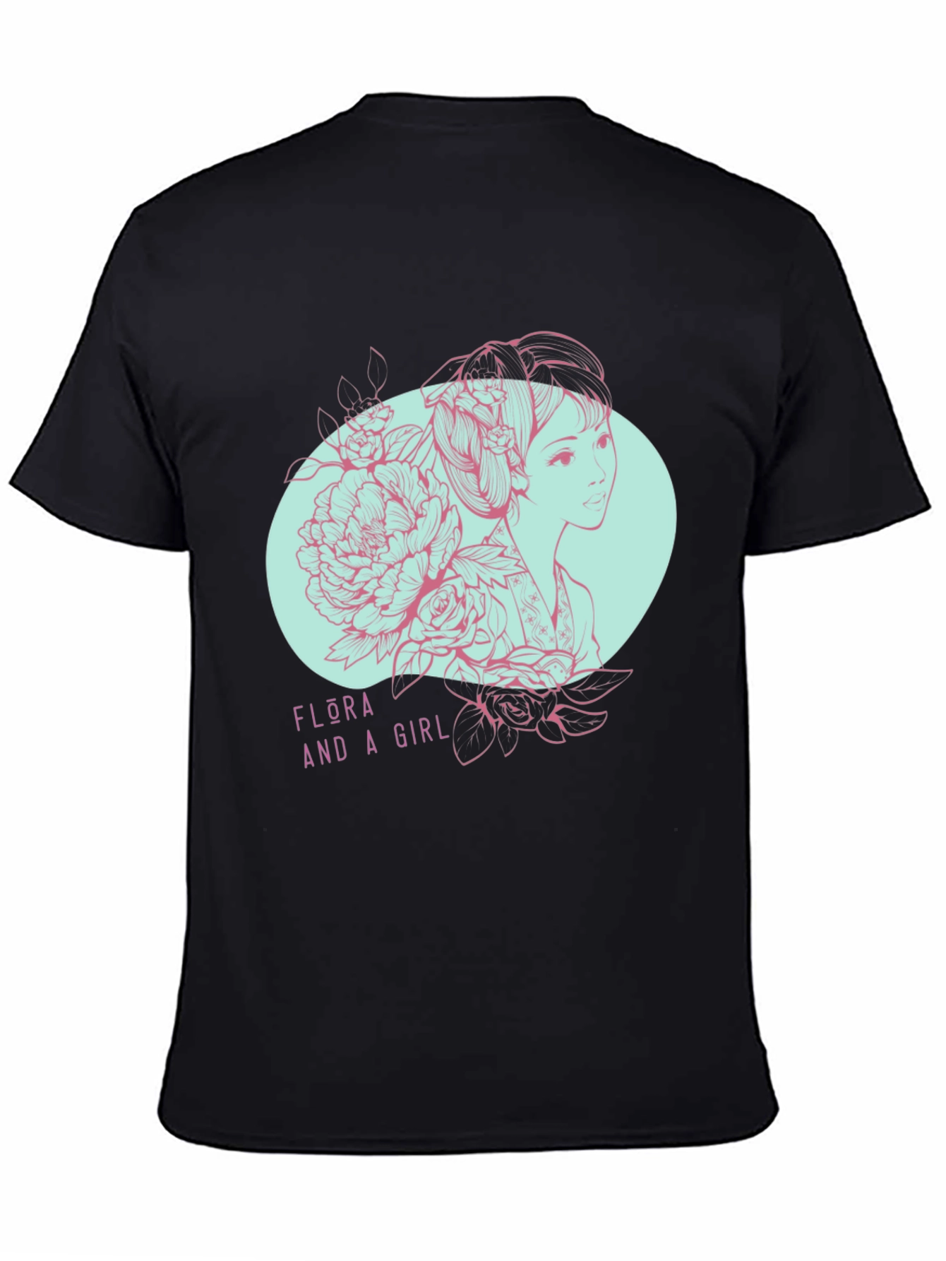Black Flora and a Girl Tee - Unique Graphic Design view 4