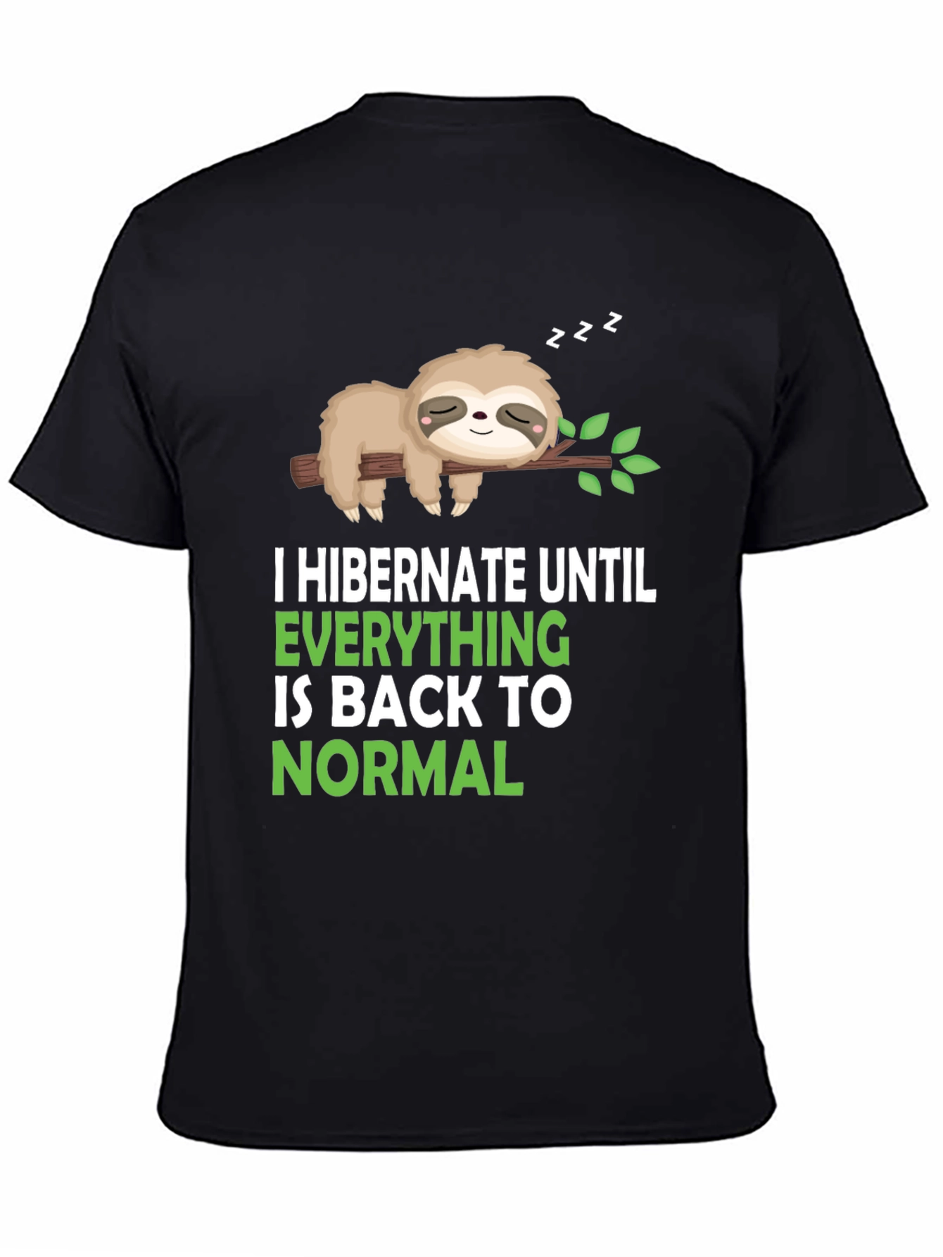 Black Hibernation Sloth Graphic Tee - Soft Cotton Blend view 4