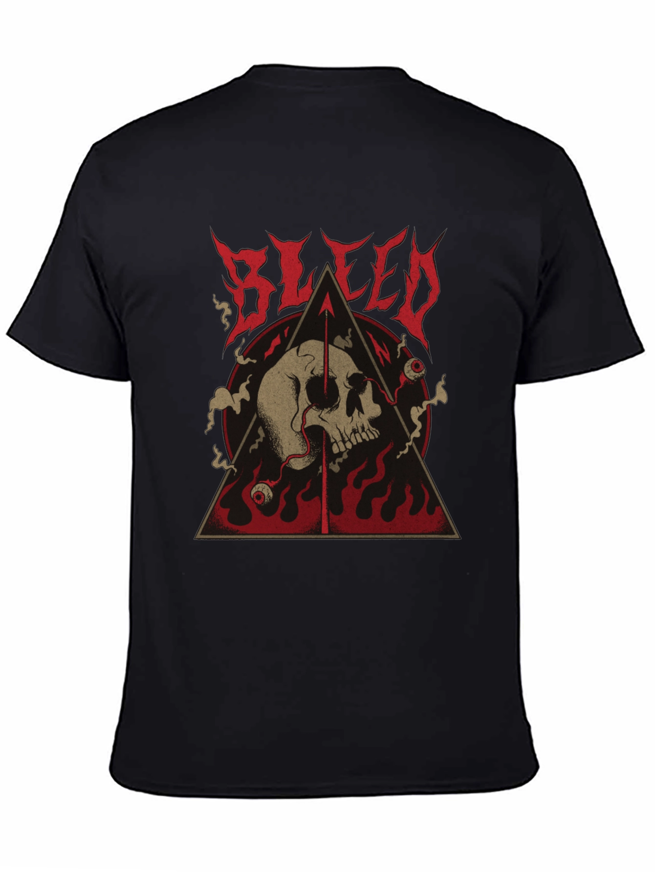 Black Bleed Skull Graphic Tee - Black Metal T-Shirt view 4