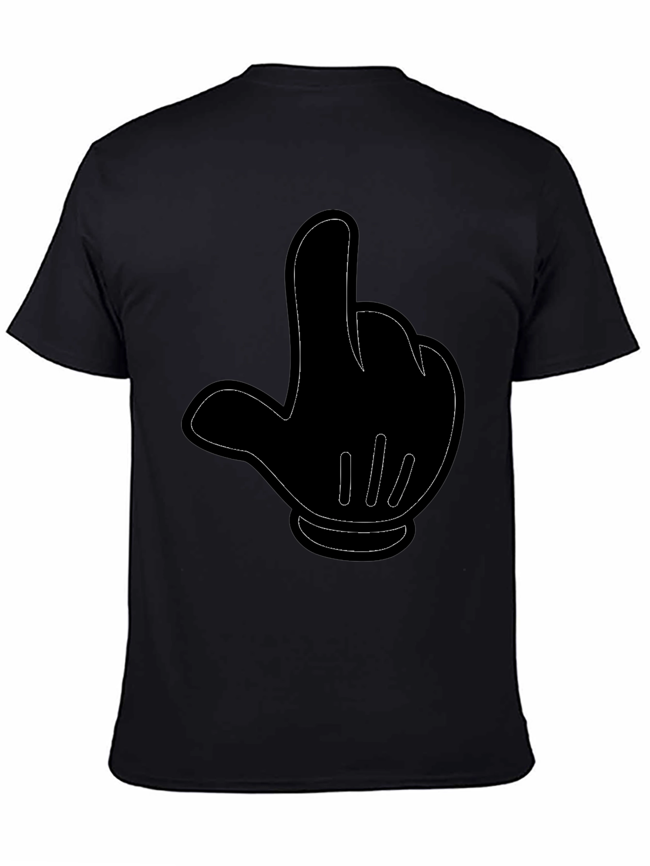 Black Cartoon Hand Gesture Black T-Shirt view 4