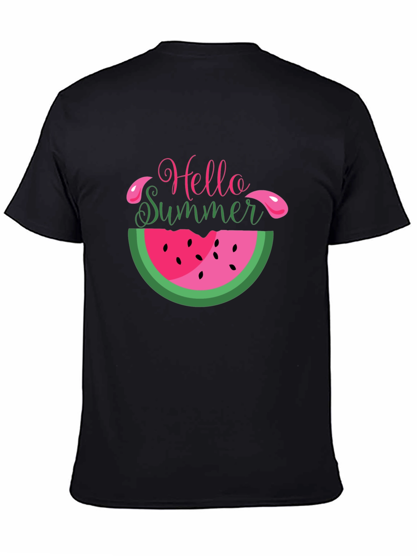 Black Hello Summer Watermelon T-Shirt view 4