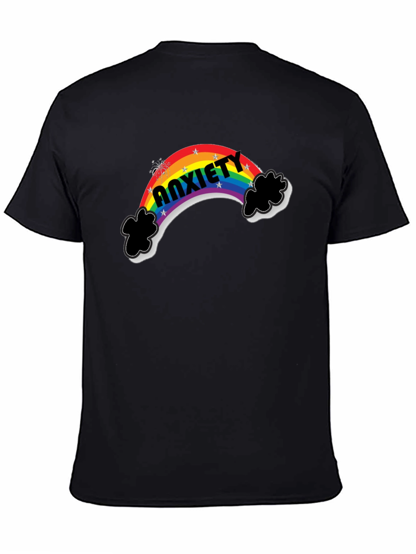 Black Anxiety Rainbow Graphic Tee - Black Cotton T-Shirt view 4