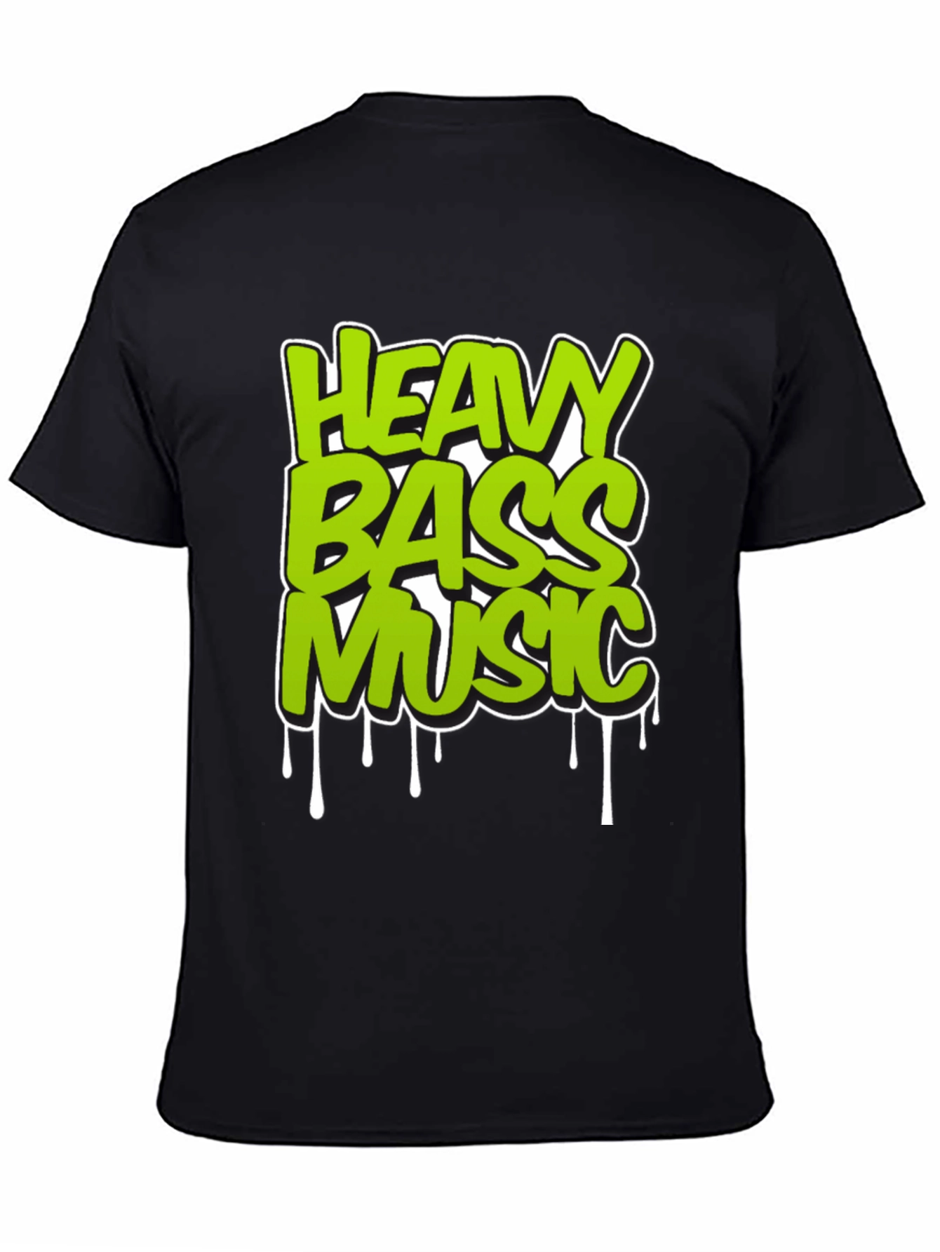 Black Heavy Bass Music T-Shirt - Unique Graphic Design view 4