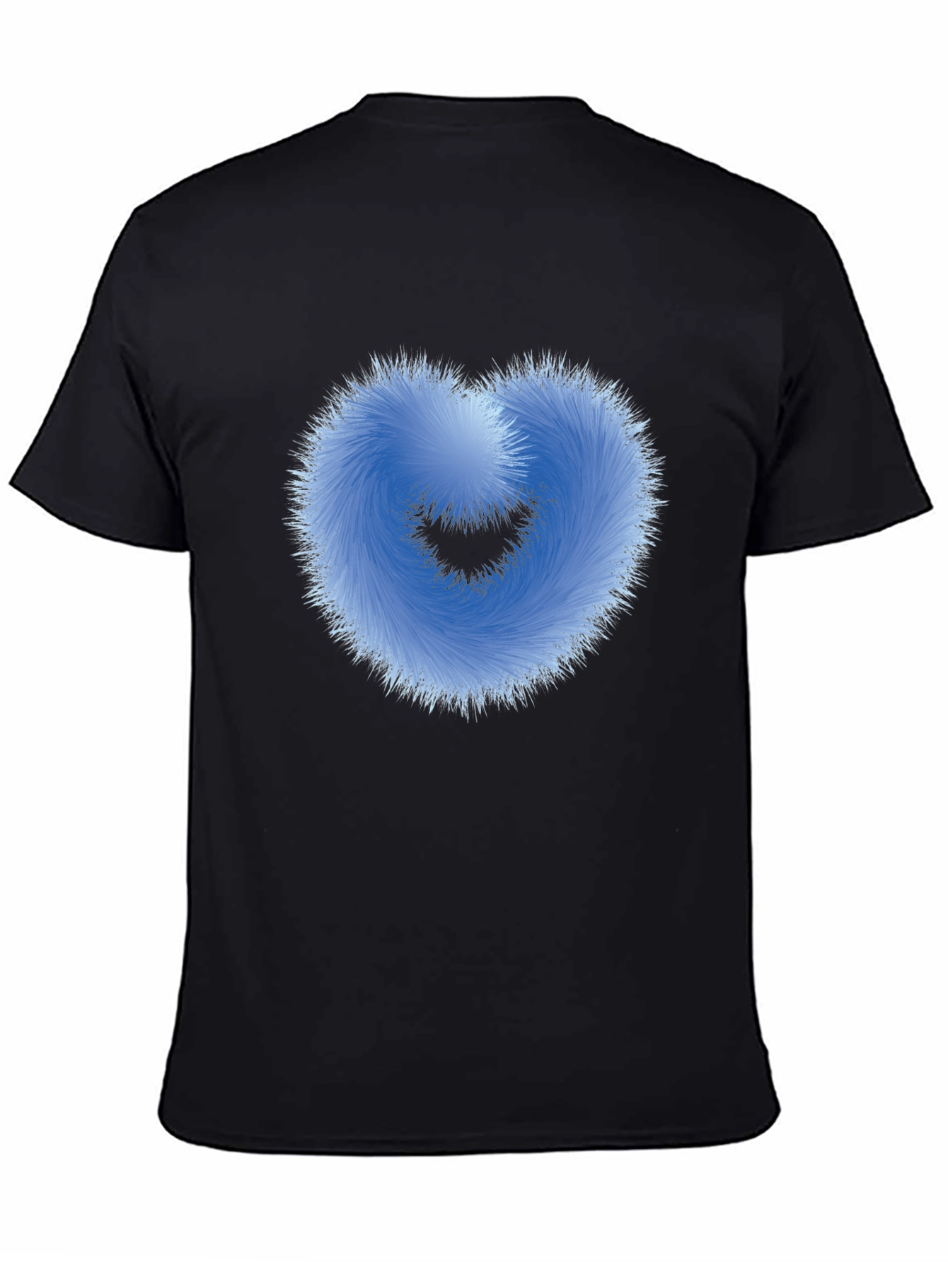Black Fuzzy Heart Graphic Black T-Shirt view 4