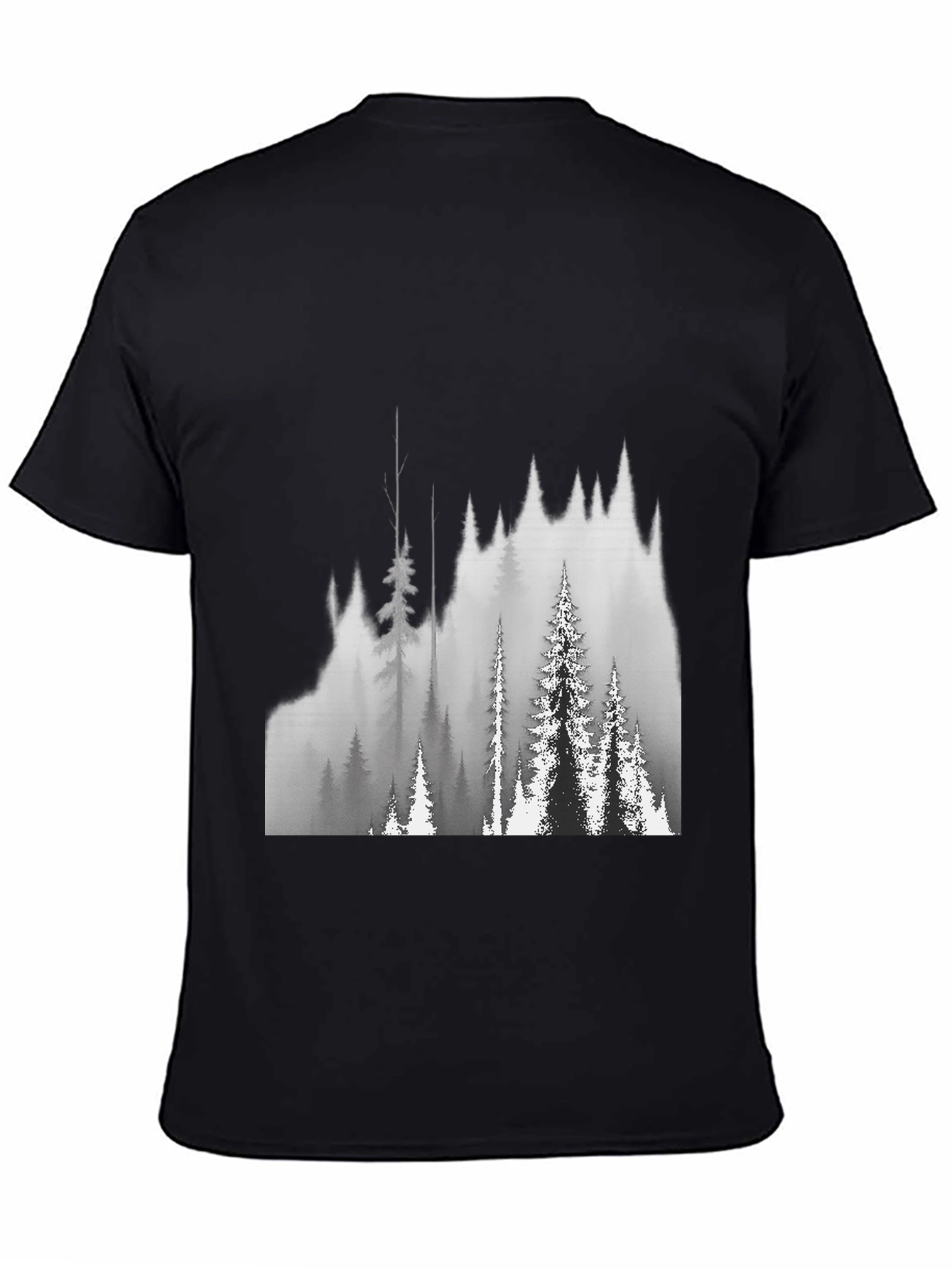 Black Black T-Shirt with Forest Graphic view 4