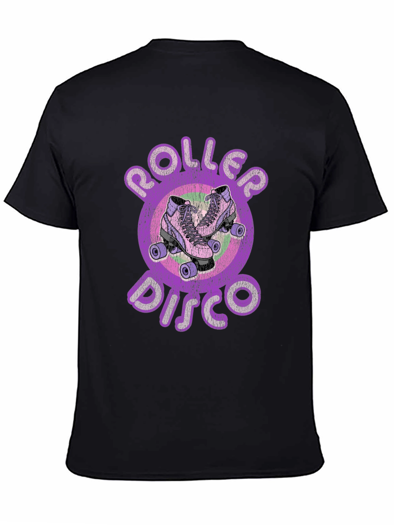Black Retro Roller Disco T-Shirt - Vintage Skate Style view 4