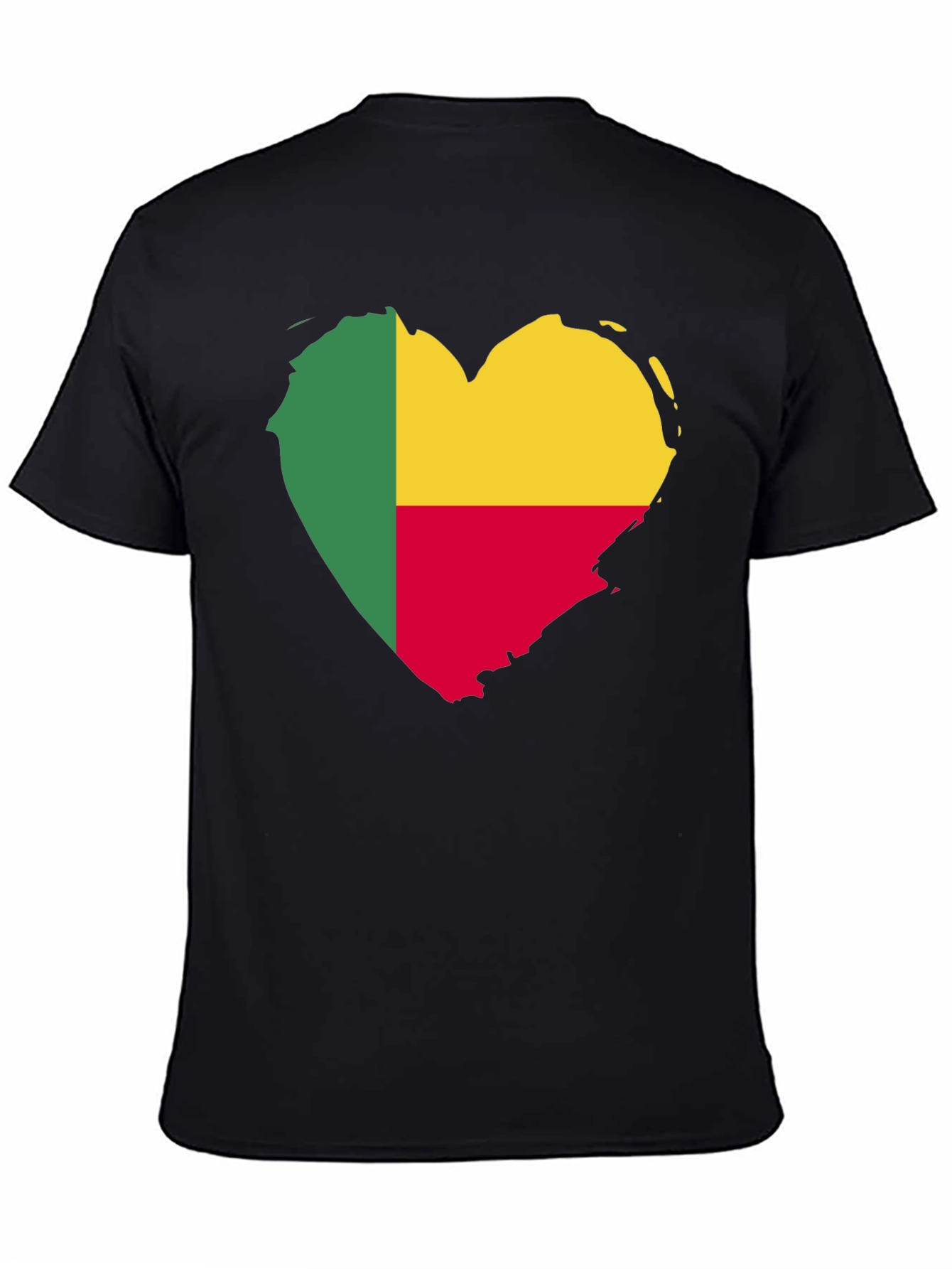 Black Benin Flag Heart T-Shirt view 4