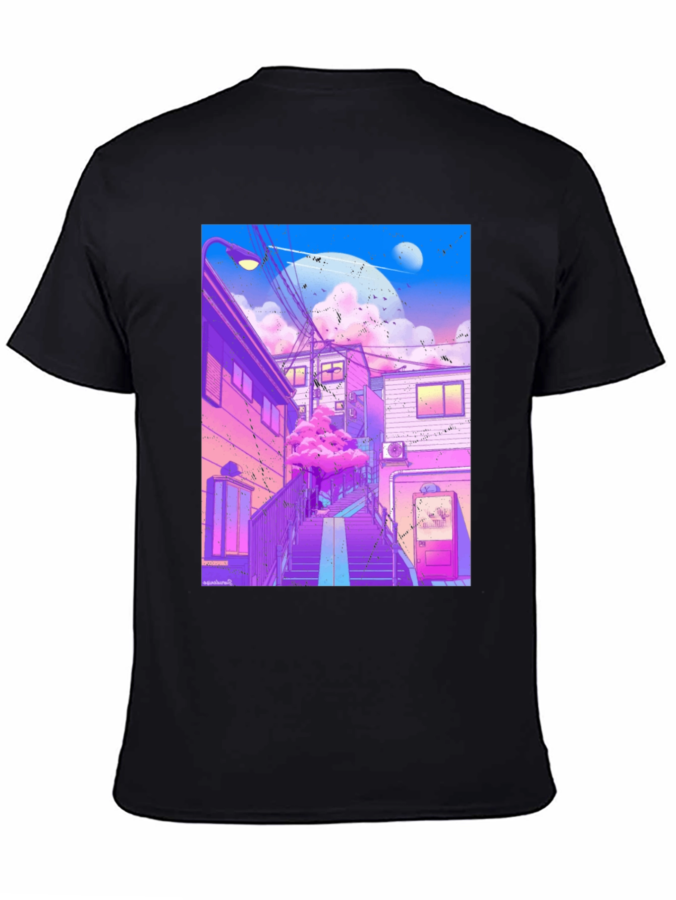 Black Anime Vaporwave Graphic Tee - Urban Aesthetic T-Shirt view 4