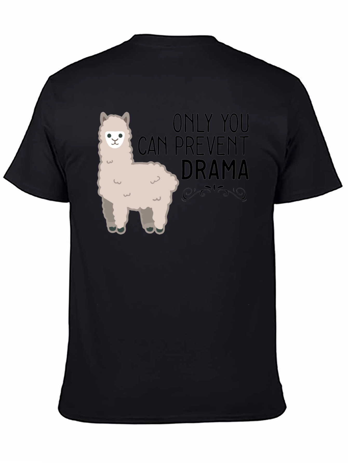 Black Prevent Drama Llama T-Shirt - Mens Humor Graphic Tee view 4