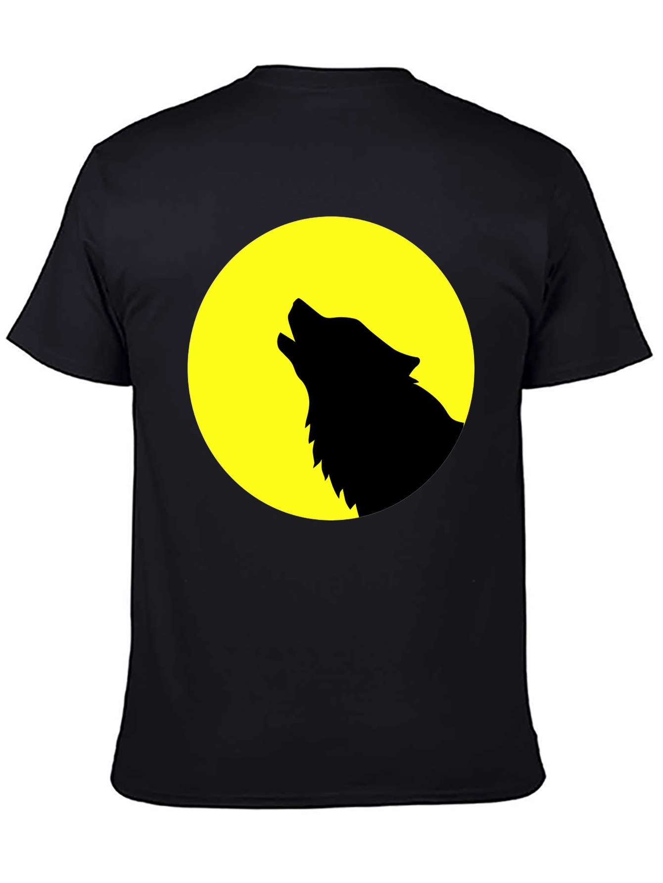 Black Wolf Howling at Moon Graphic T-Shirt - Black view 4