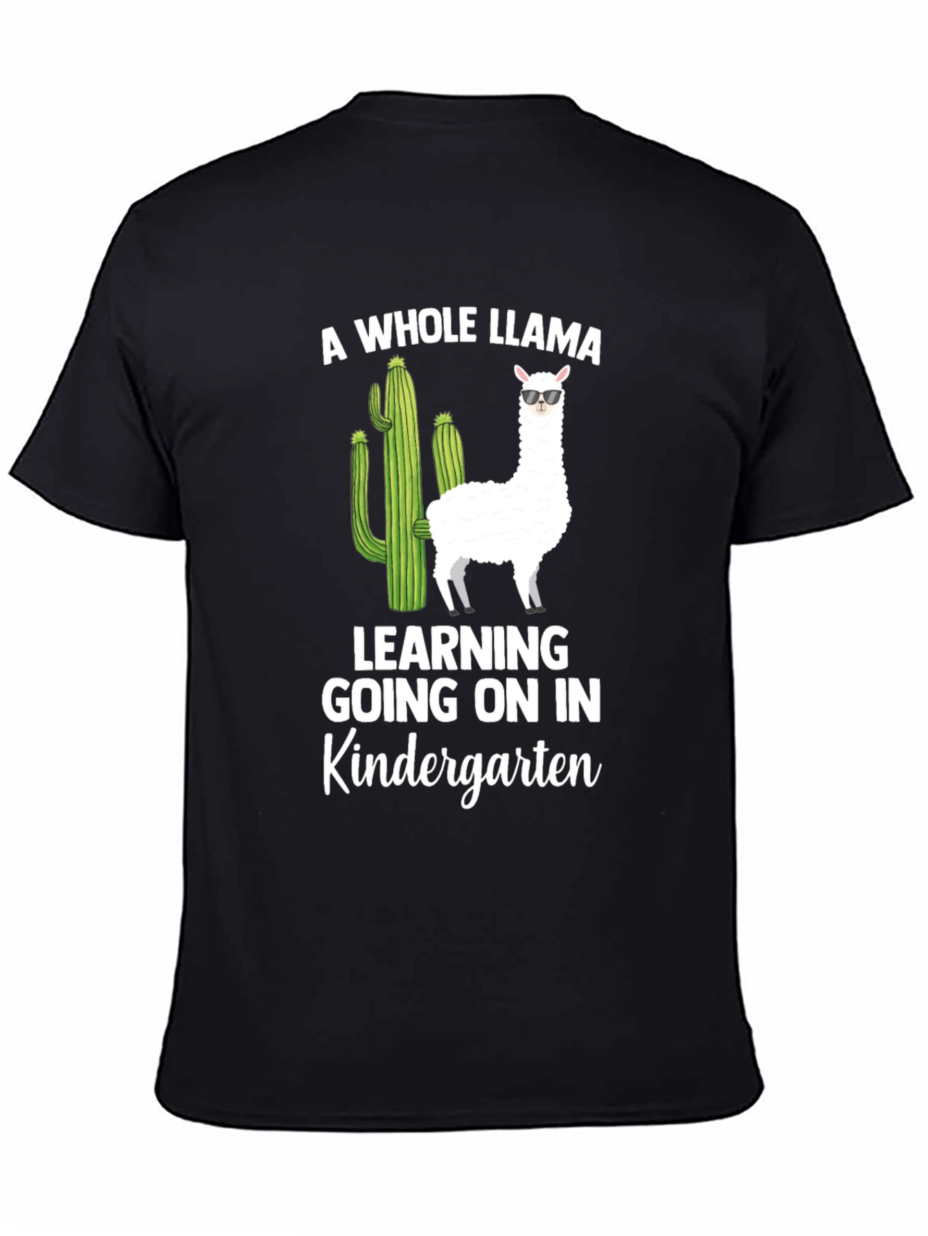 Black A Whole Llama Kindergarten T-Shirt view 4