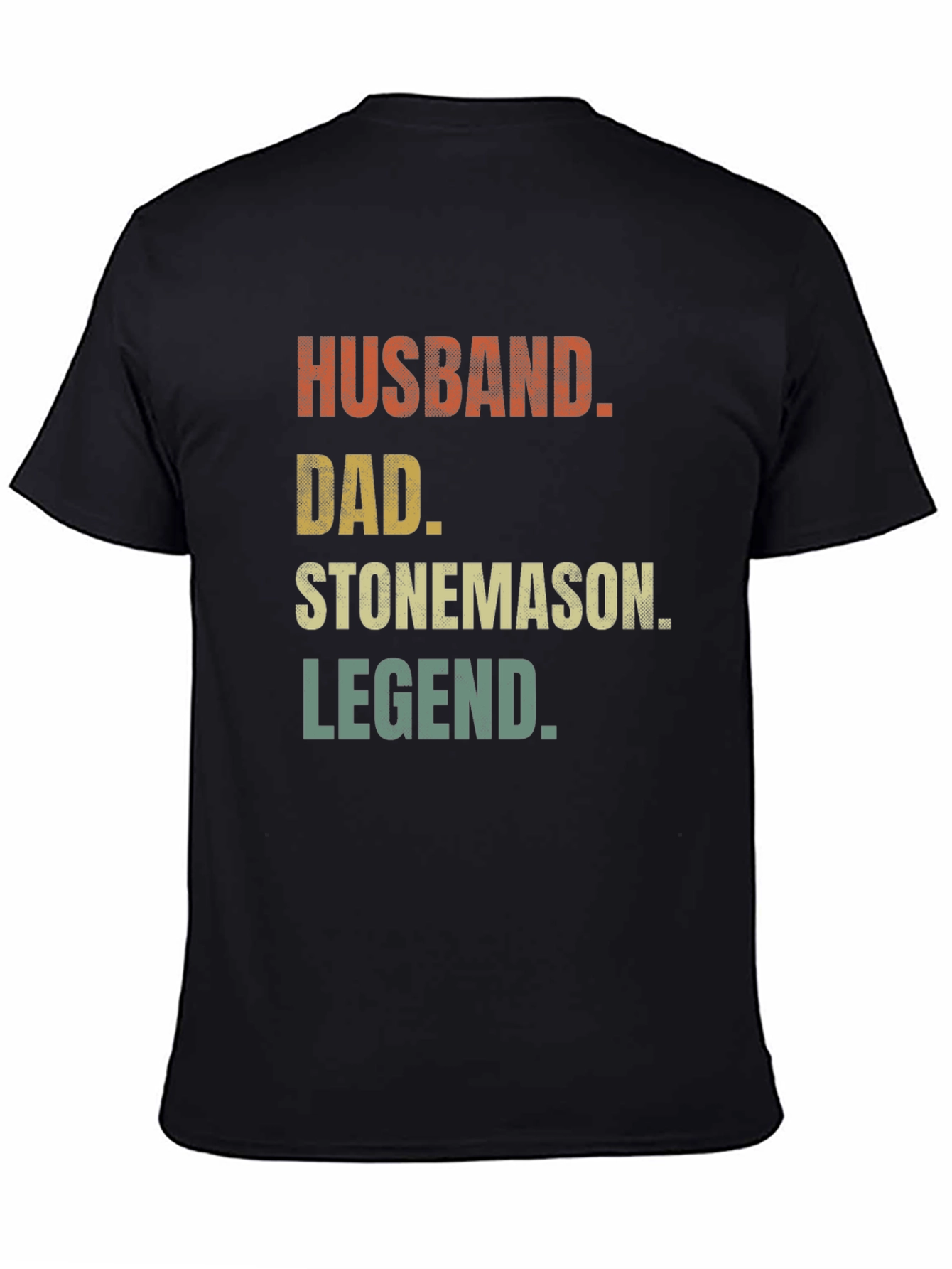 Black Husband Dad Stonemason Legend Black T-Shirt view 4