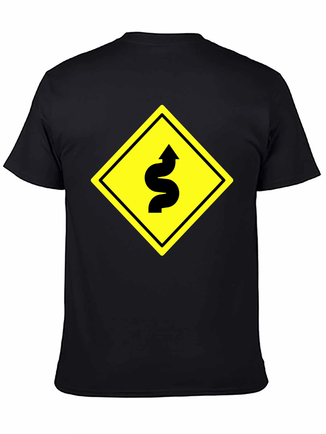 Black Winding Road Graphic Tee - Black Cotton T-Shirt view 4