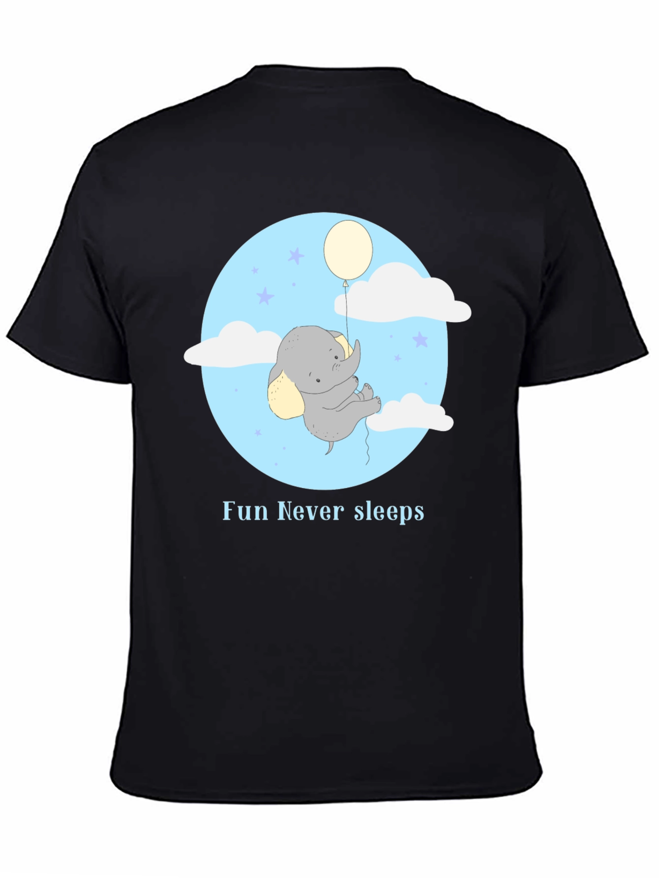 Black Fun Never Sleeps Elephant Balloon Graphic Tee view 4