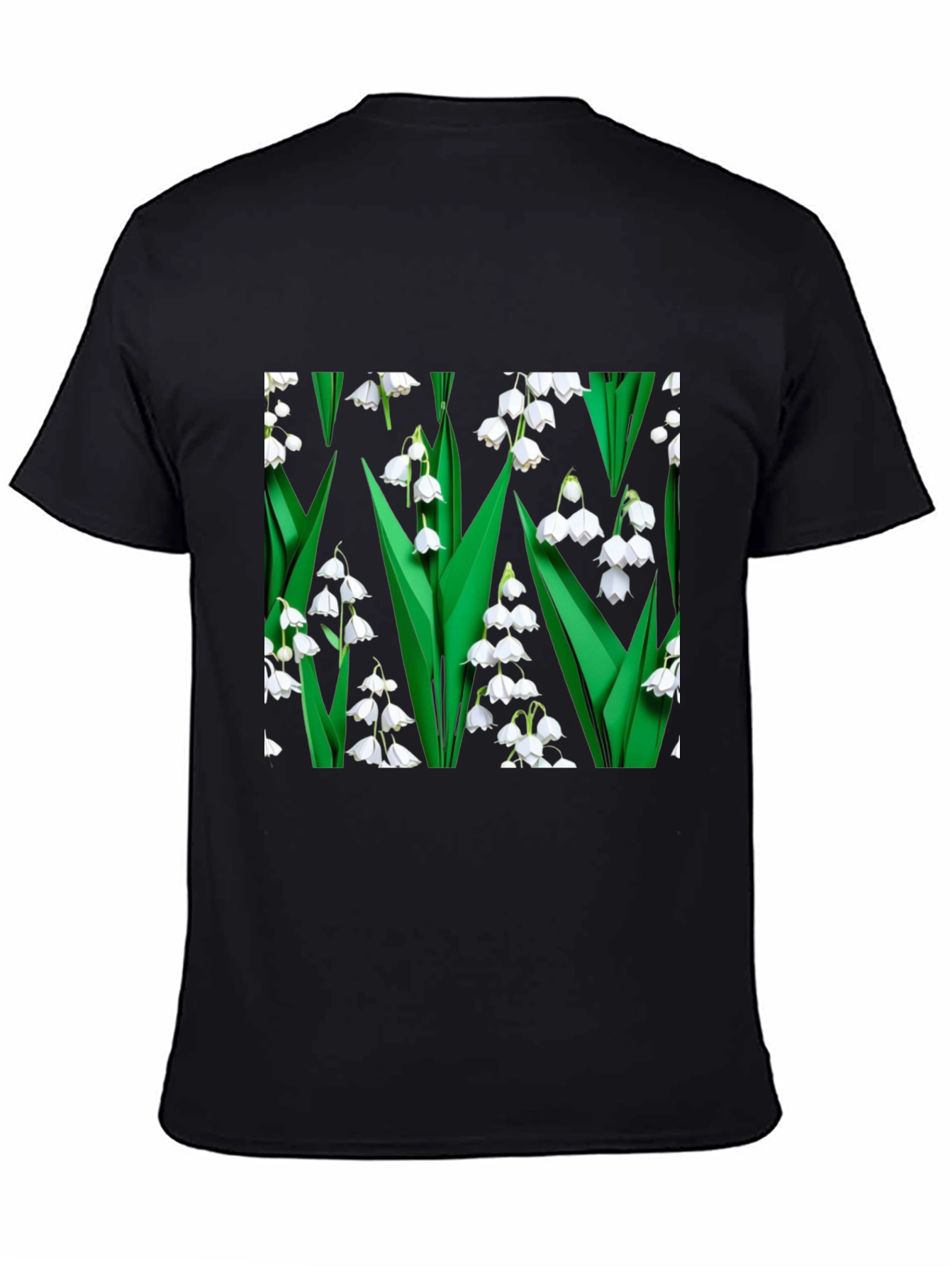 Black Lily of the Valley Print Black T-Shirt view 4