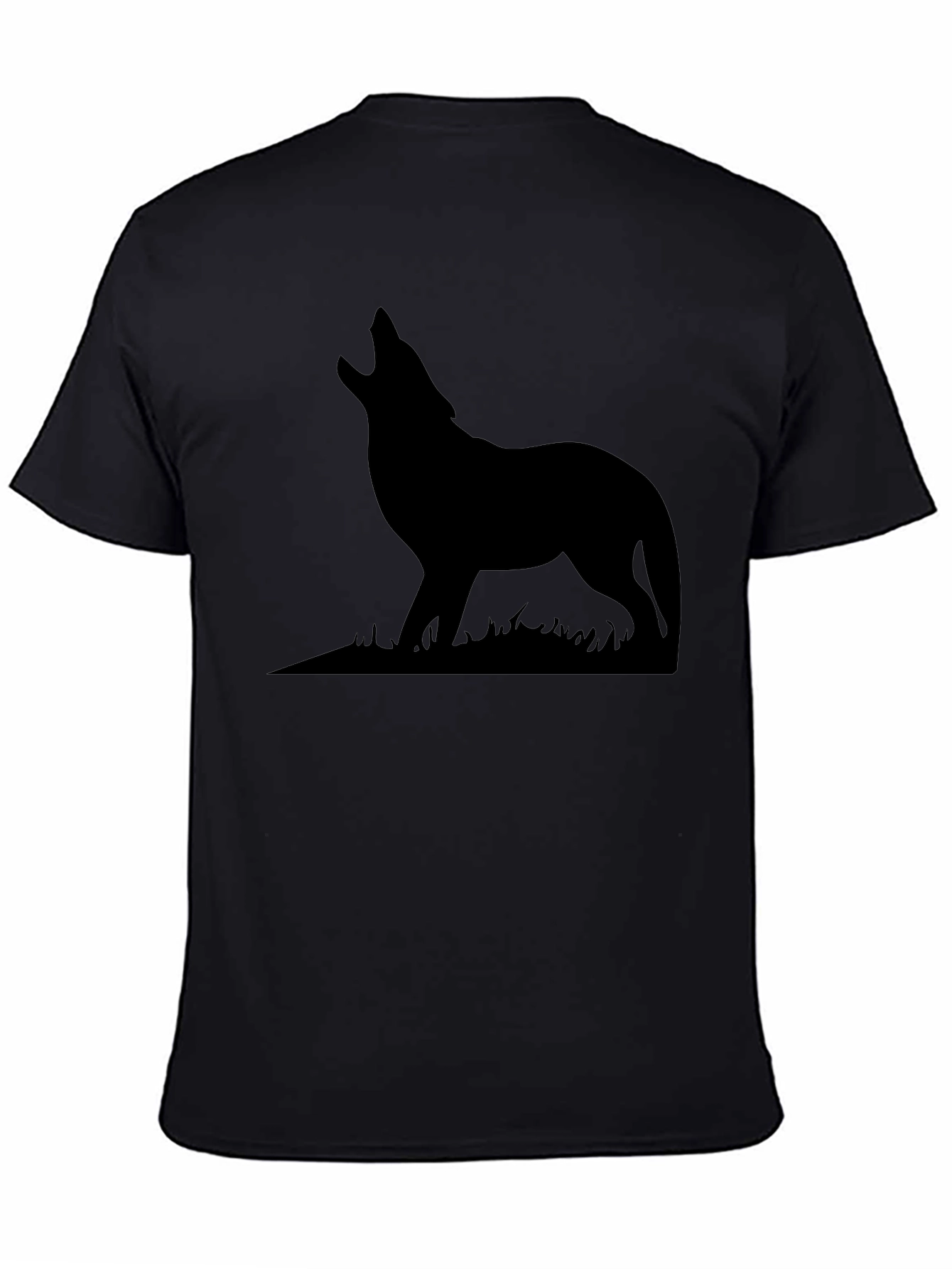 Black Wolf Silhouette Graphic Print T-Shirt view 4