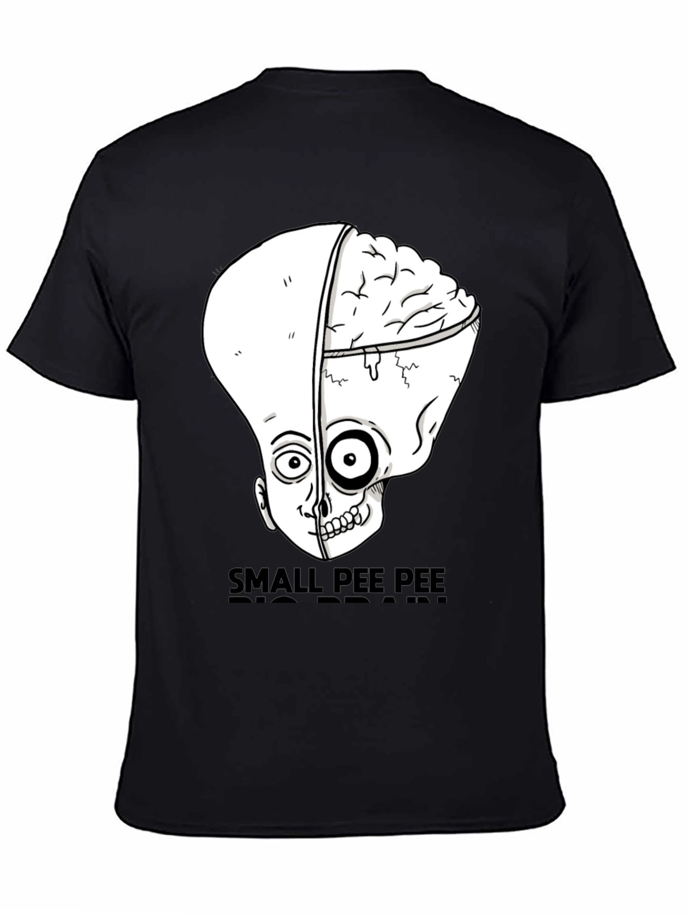 Black Small Pee Pee Big Brain Funny Graphic Tee view 4