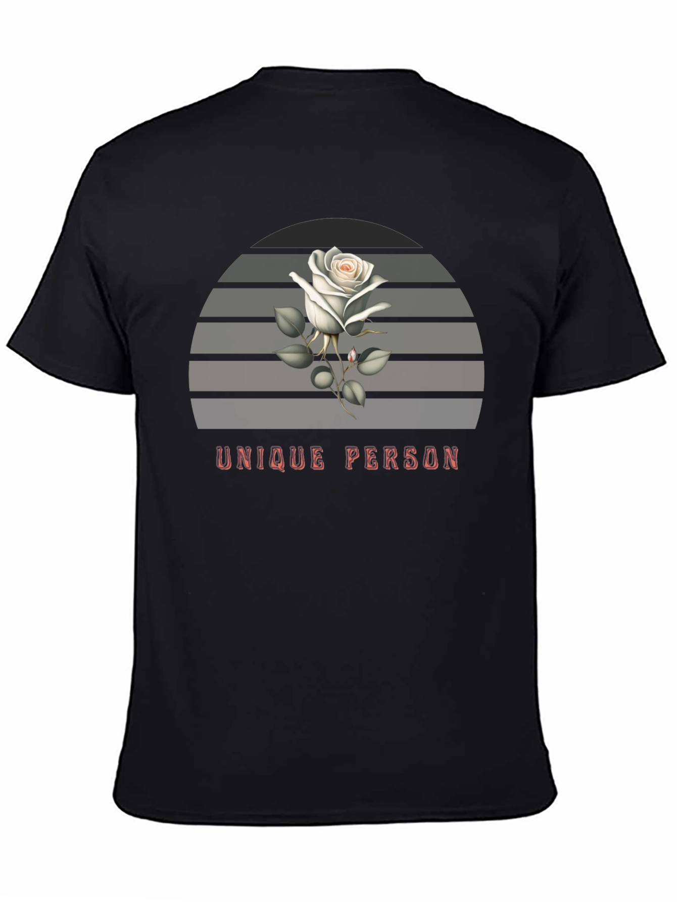 Black Unique Person Rose Graphic T-Shirt view 4