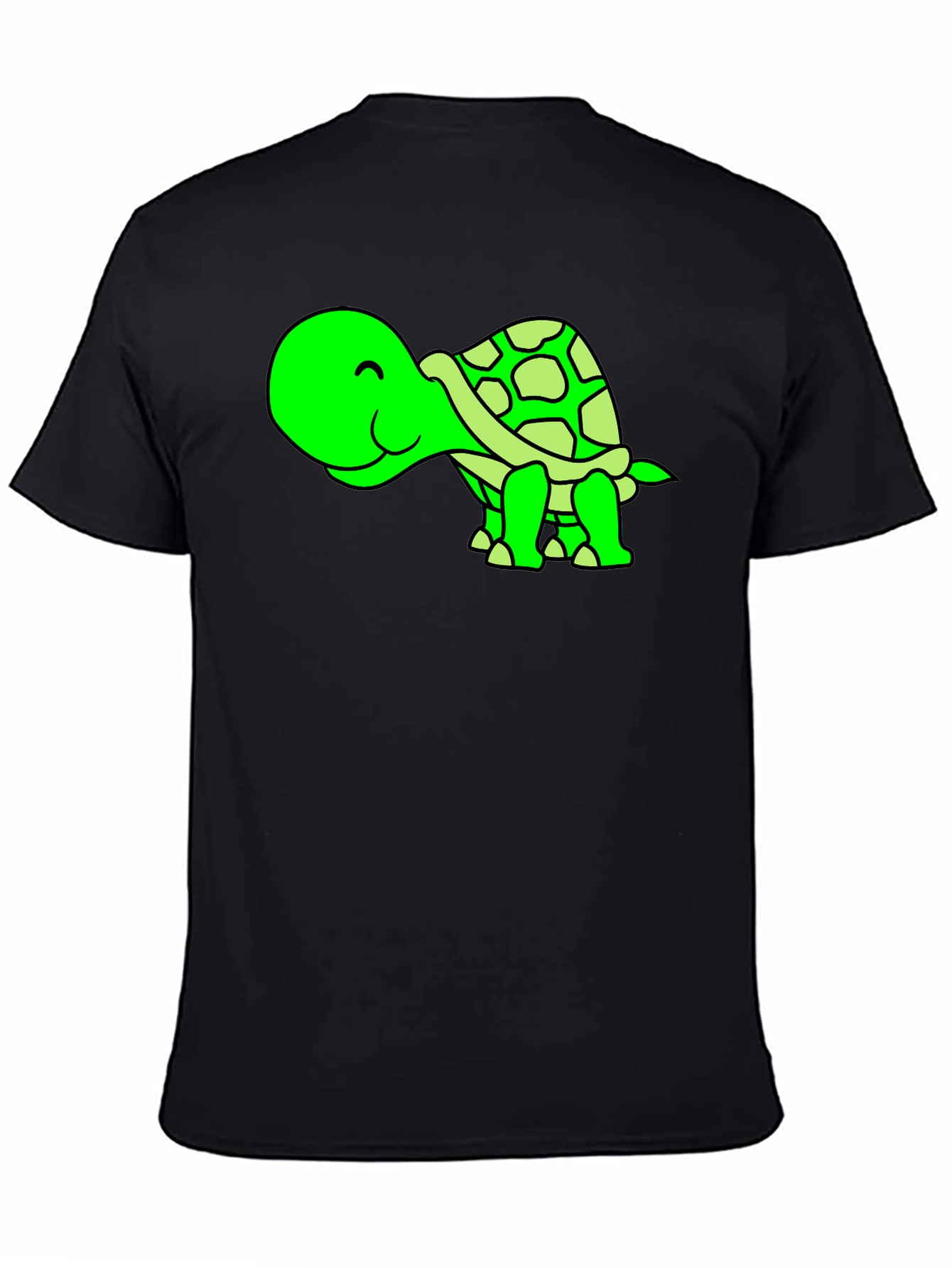 Black Cute Green Turtle Graphic Tee view 4