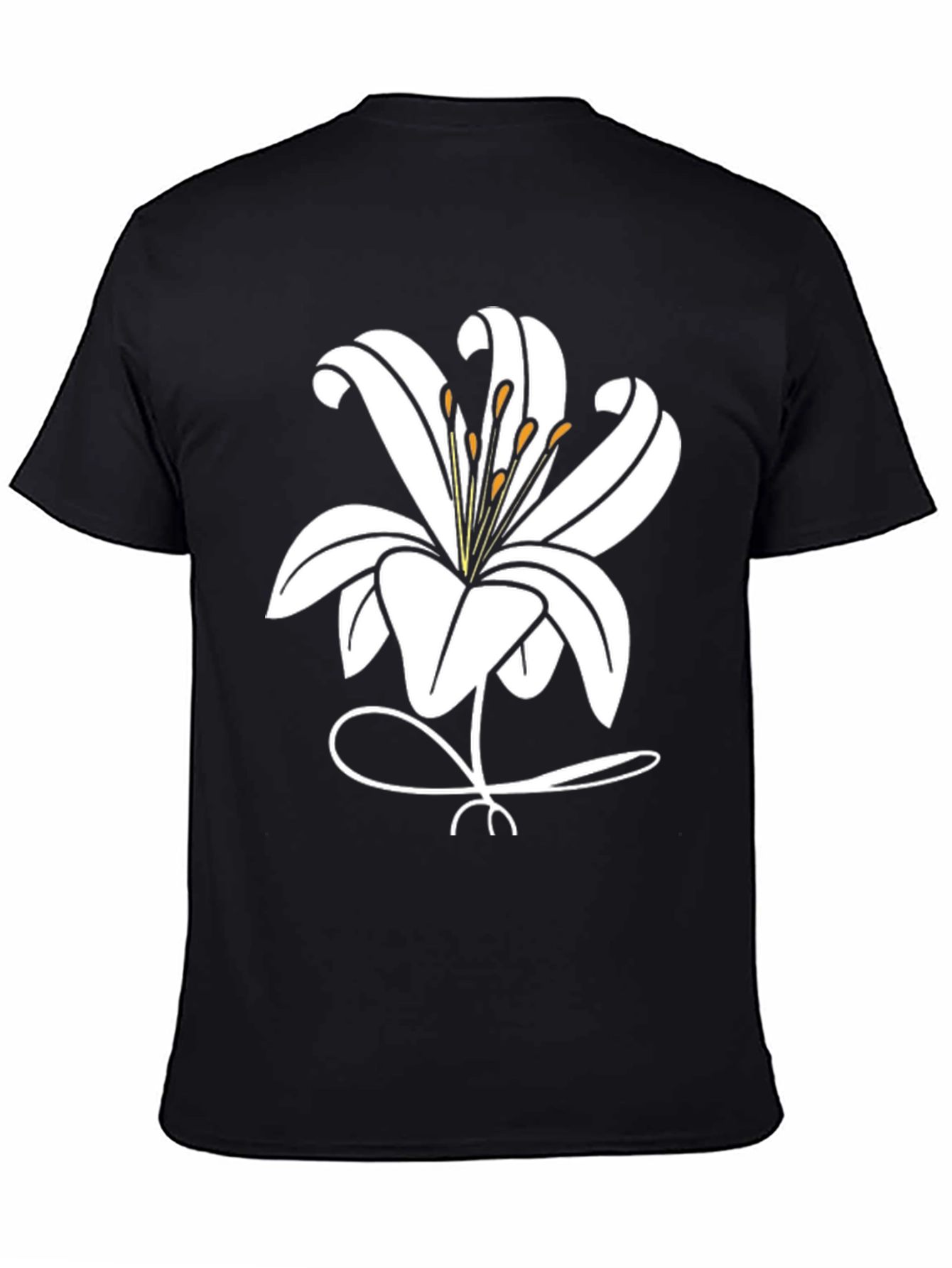 Black Lily Flower Graphic T-Shirt - Black Casual Tee view 4