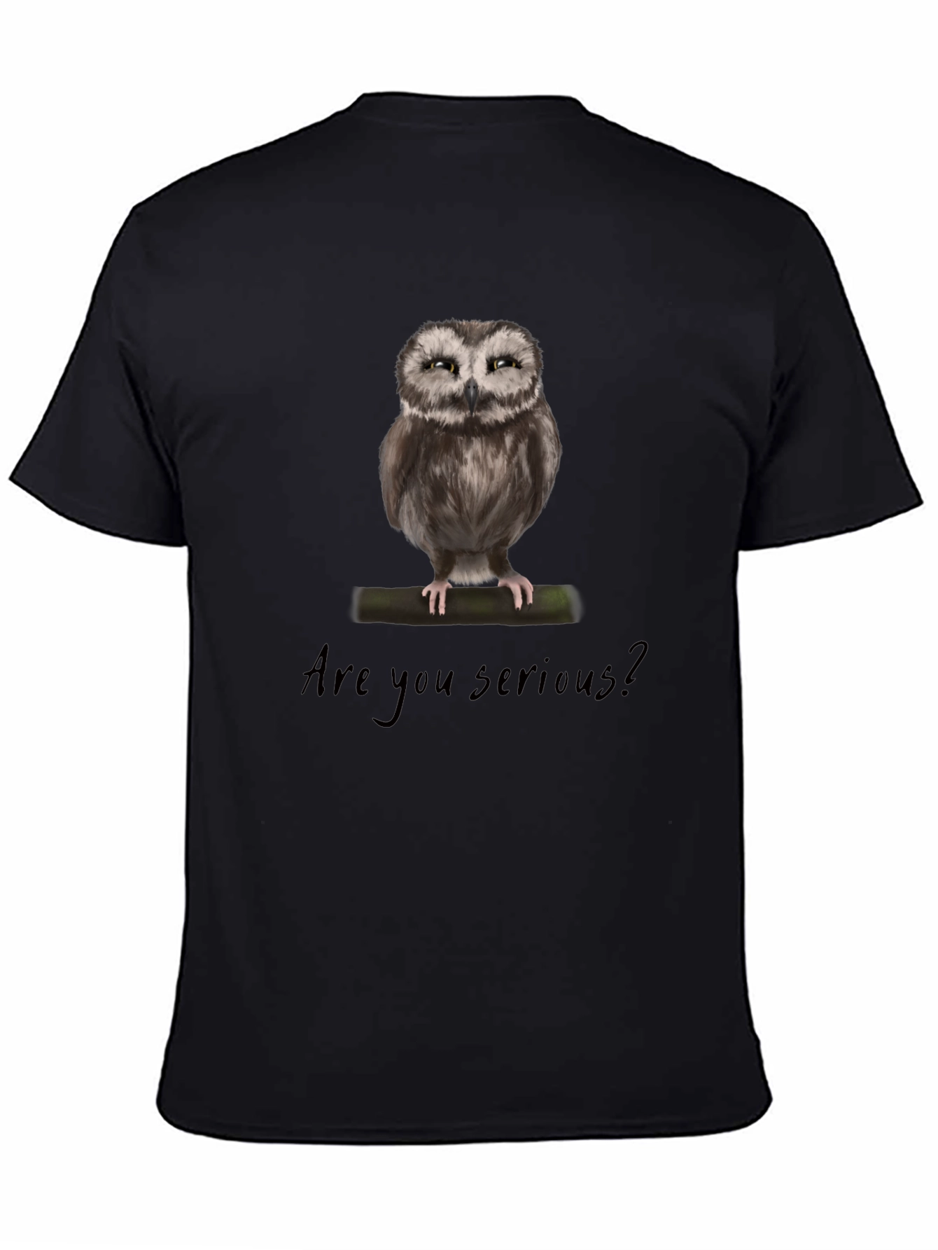 Black Funny Owl T-Shirt - Are You Serious? view 4
