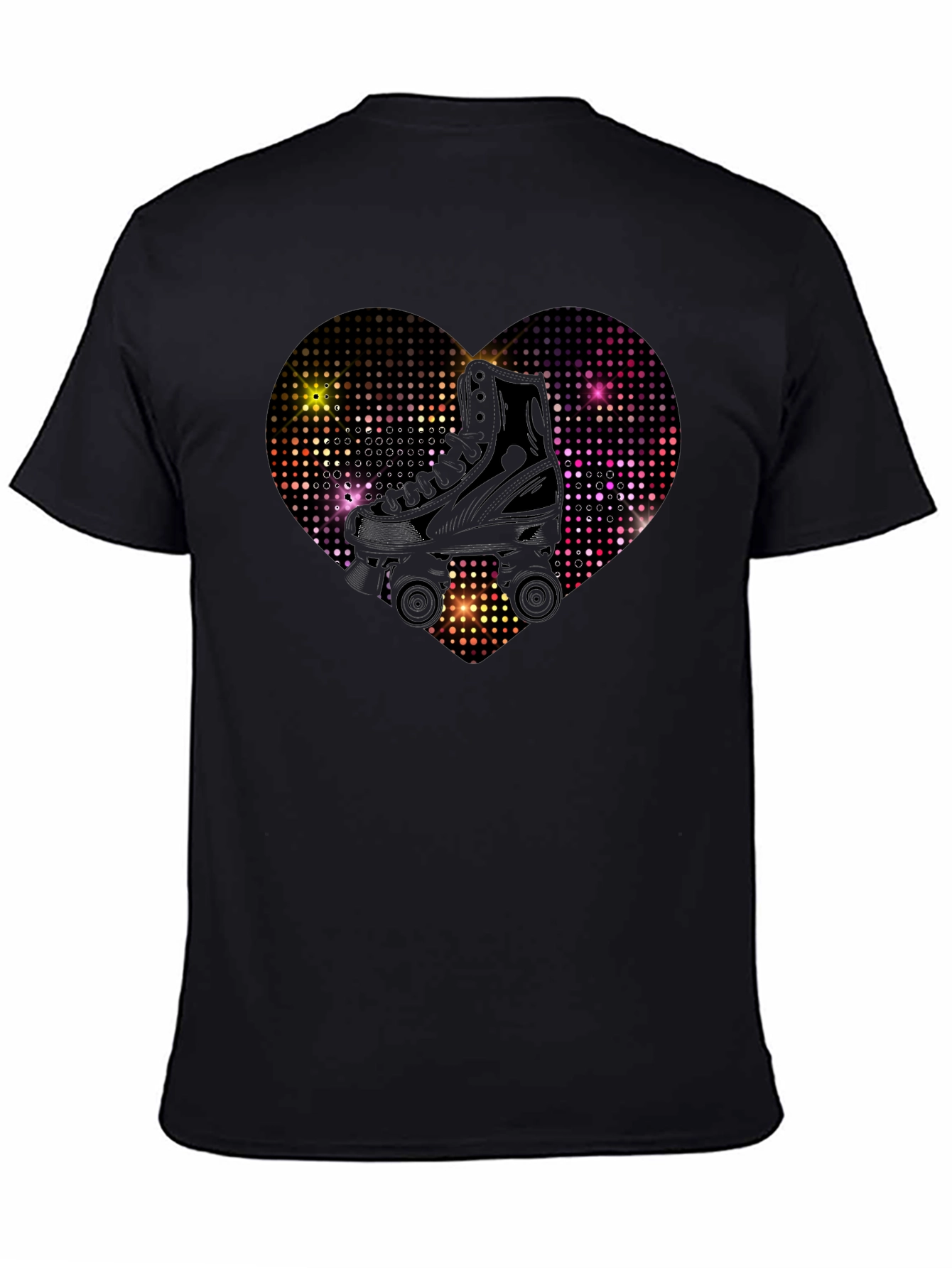 Black Retro Roller Skate Heart Graphic Tee view 4