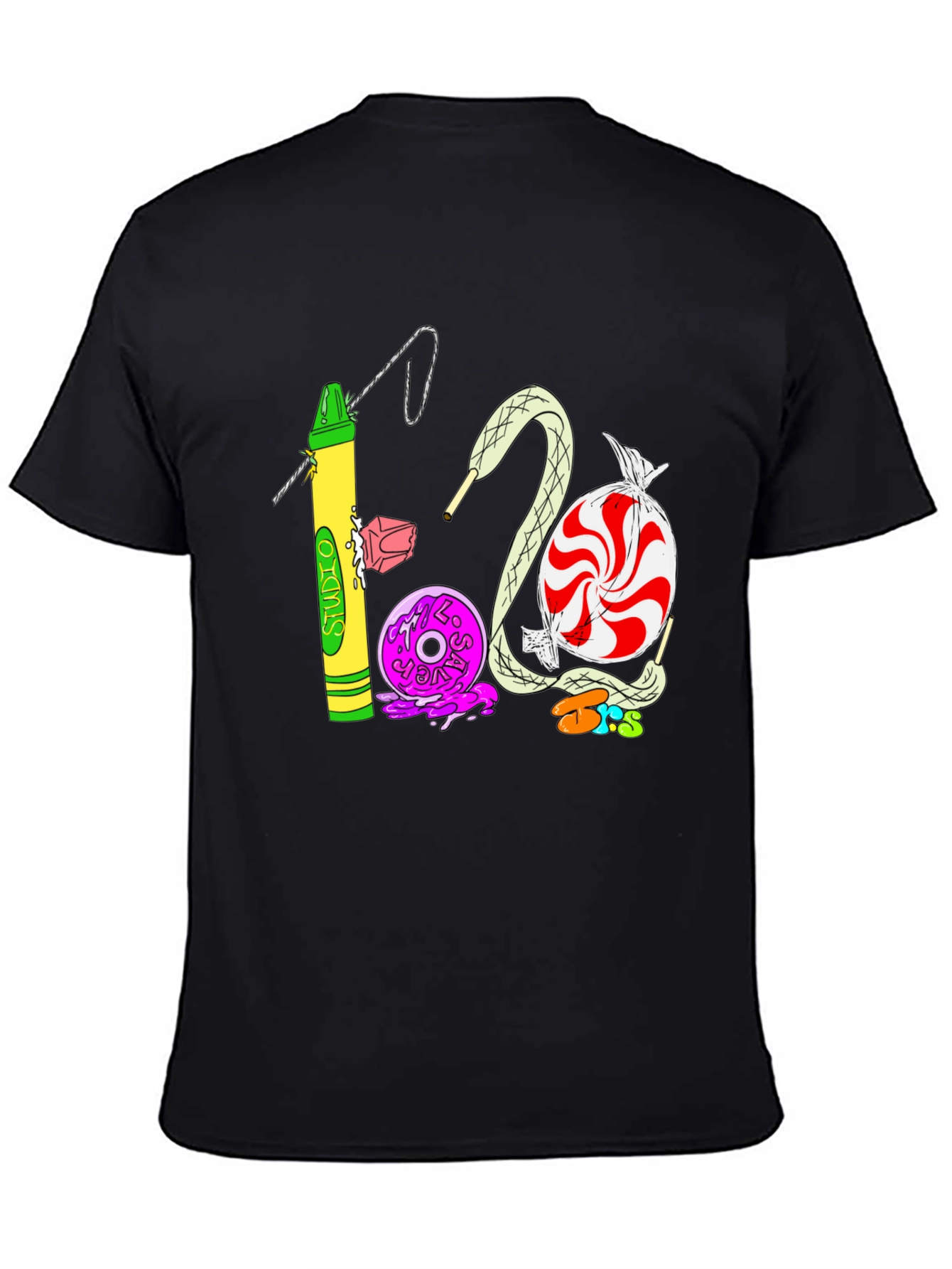 Black Studio 1200 T-Shirt | Unique Crayon & Candy Design view 4