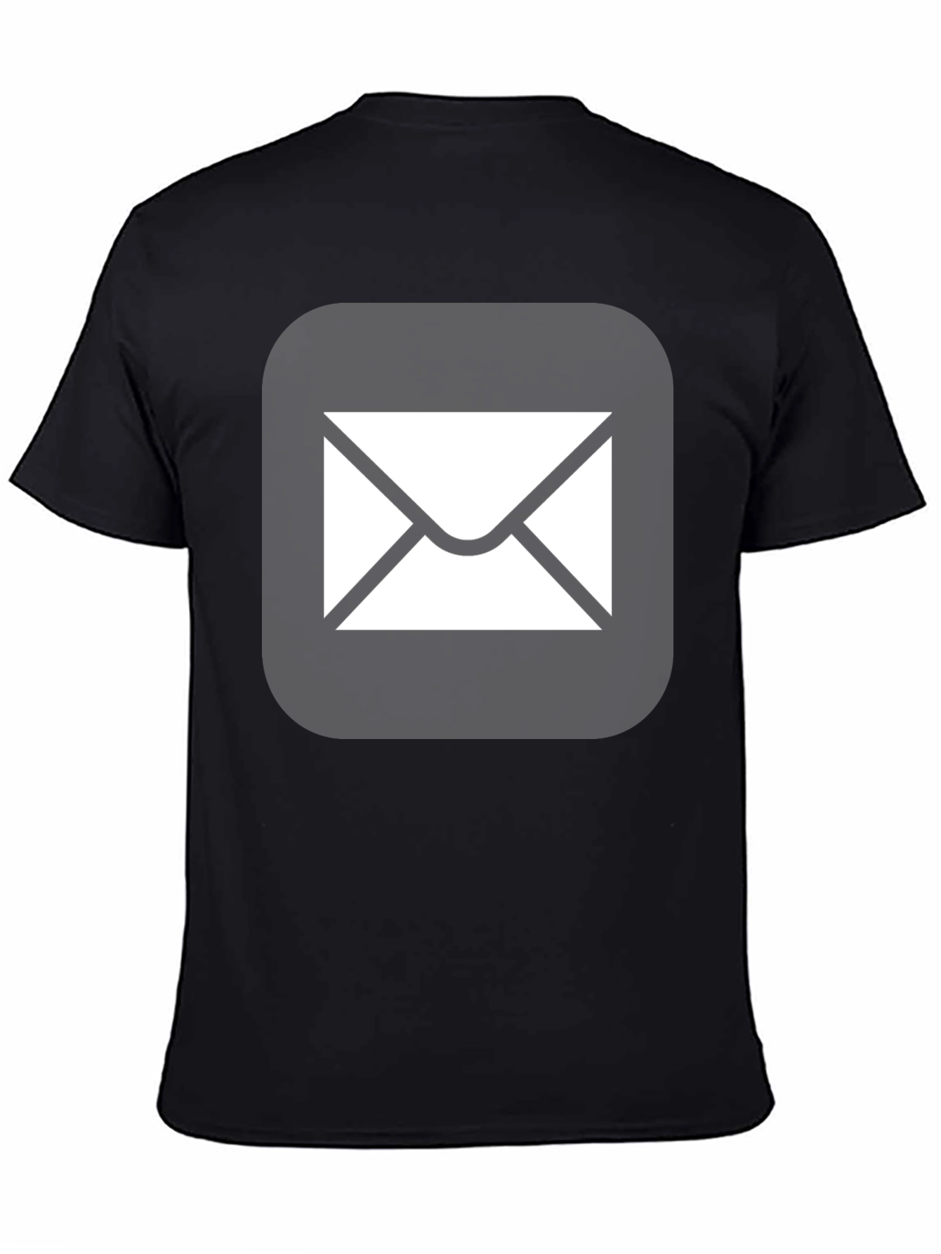 Black Men's Black T-Shirt with Email Icon view 4