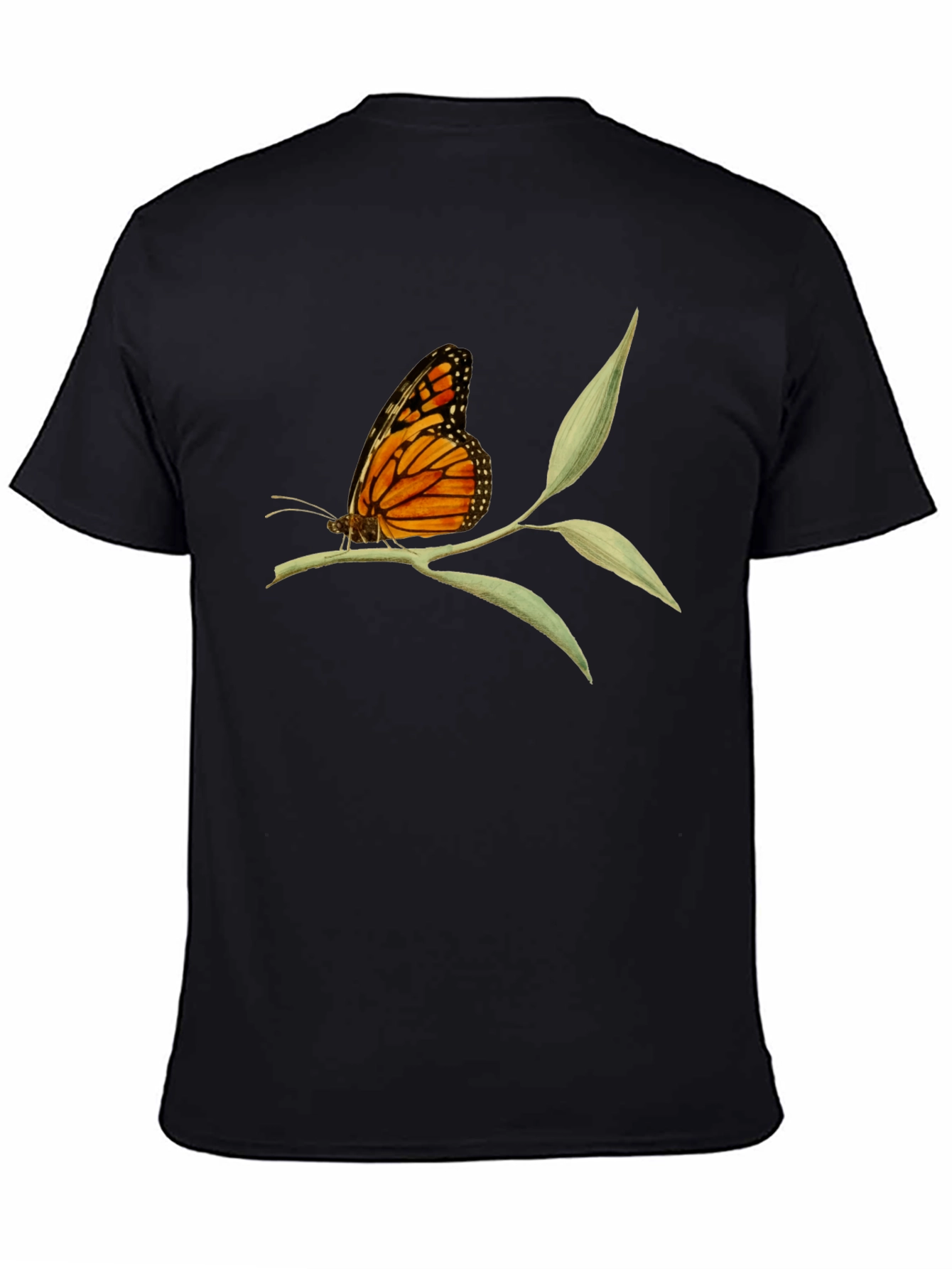 Black Butterfly on Branch Graphic Tee view 4
