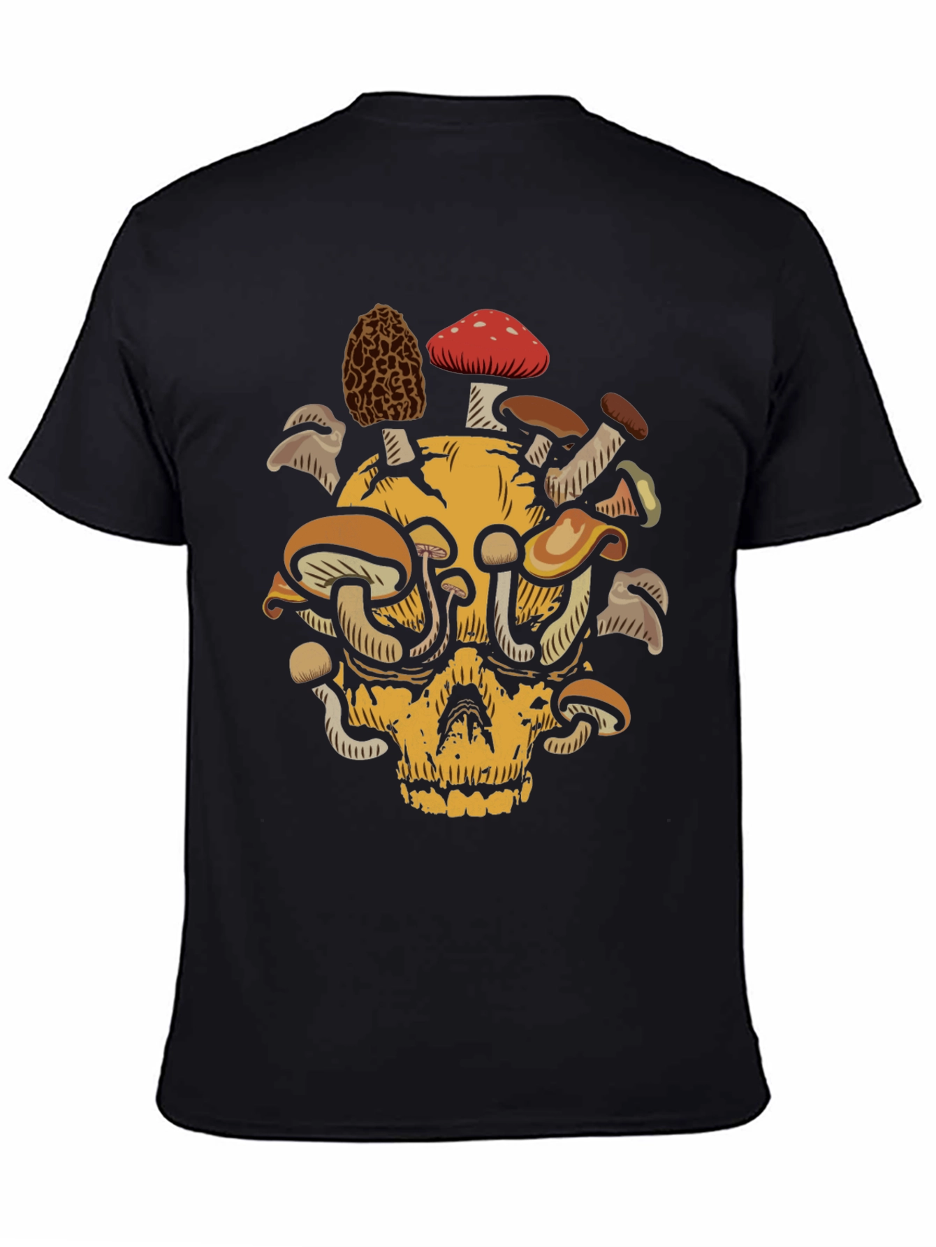 Black Skull & Mushroom Graphic Tee - Unique Design view 4