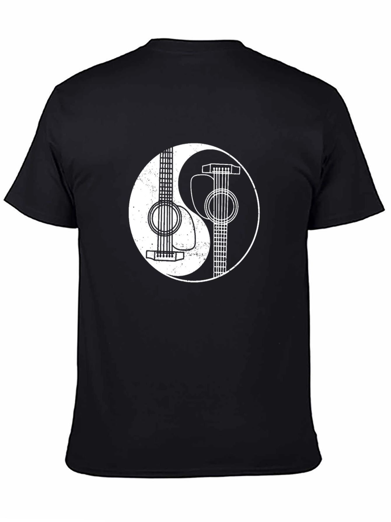 Black Yin Yang Guitar Graphic T-Shirt view 4