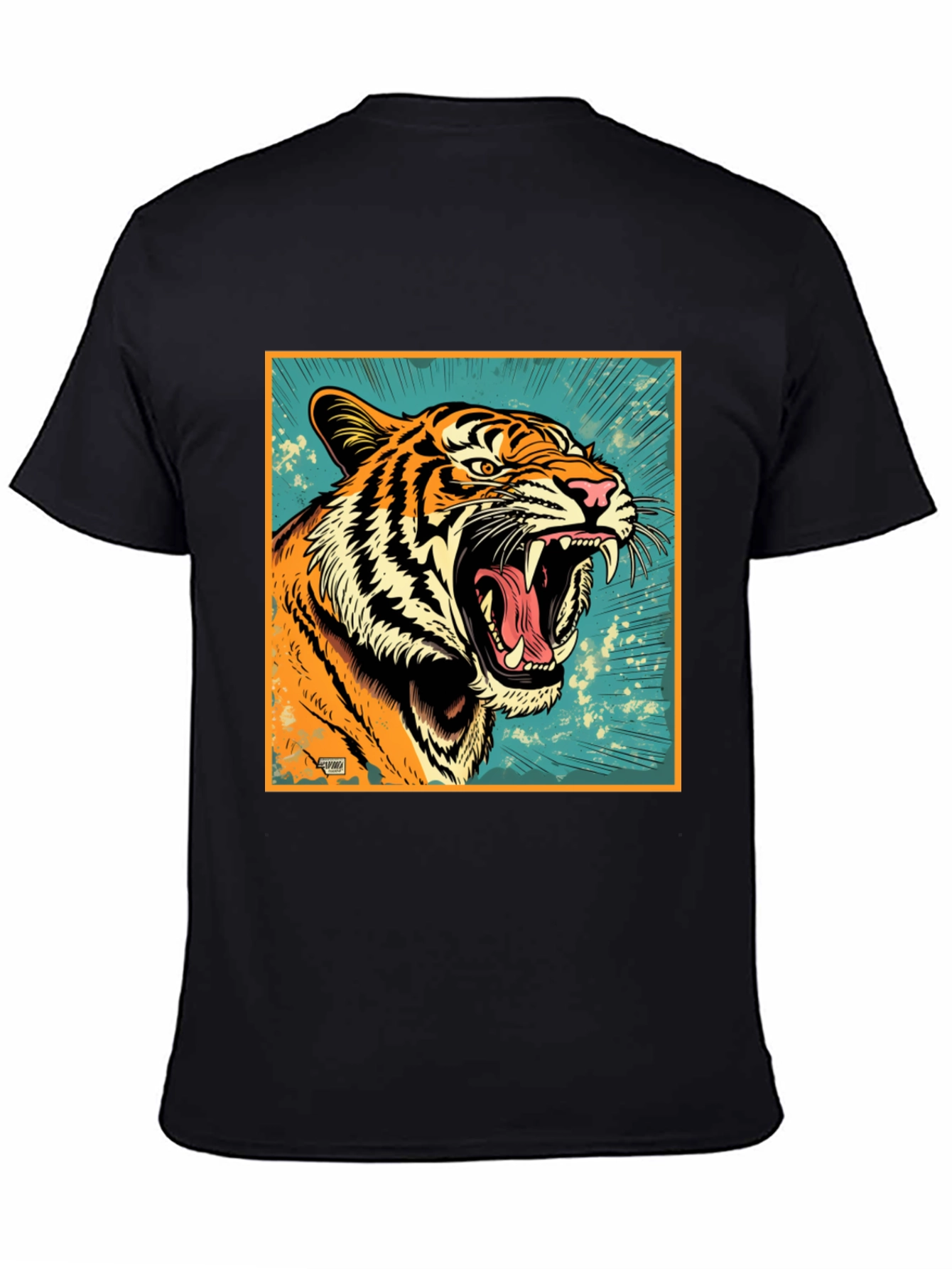 Black Roaring Tiger Graphic Tee - Bold Black T-Shirt view 4