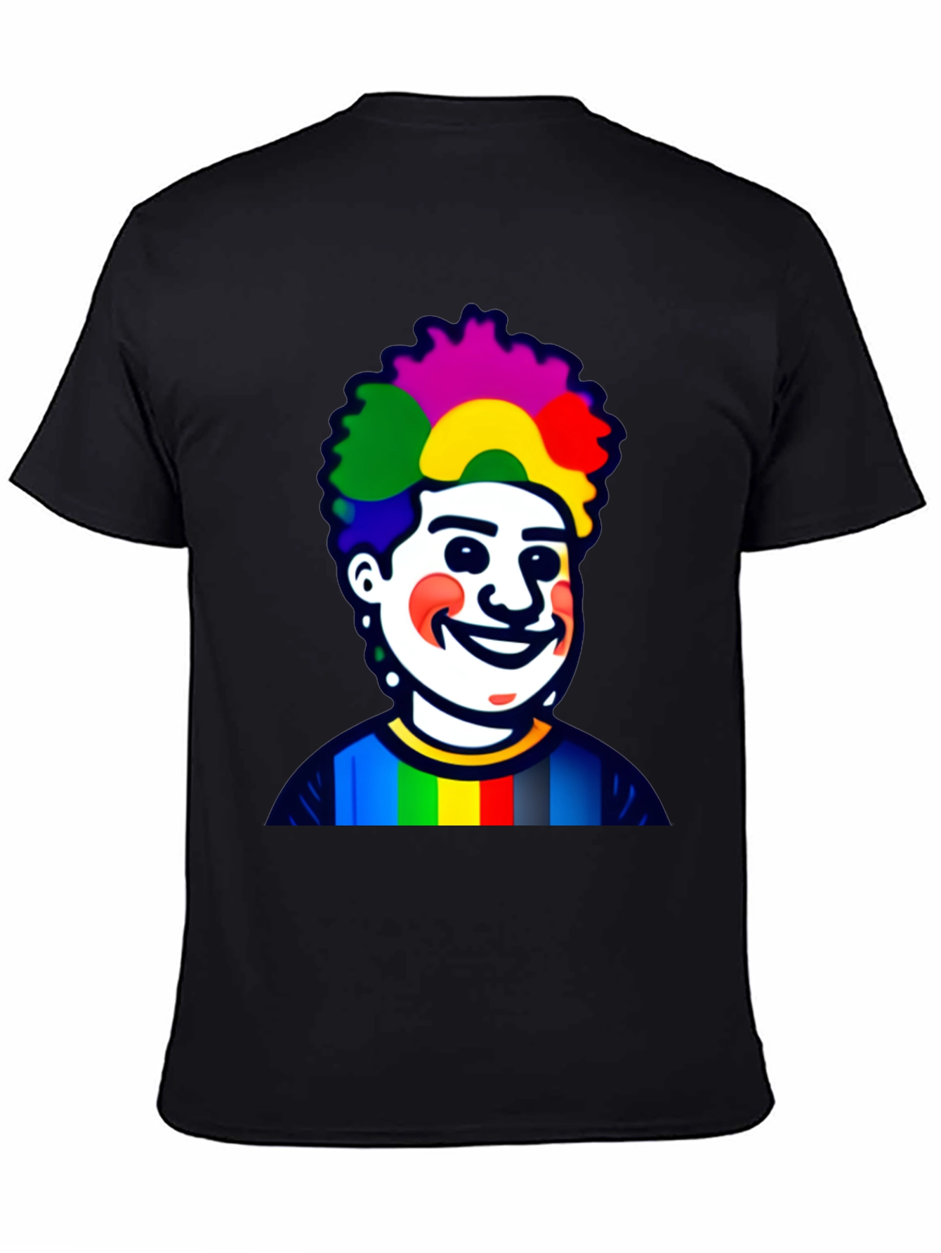Black Colorful Clown Graphic Tee - Unisex Black Shirt view 4