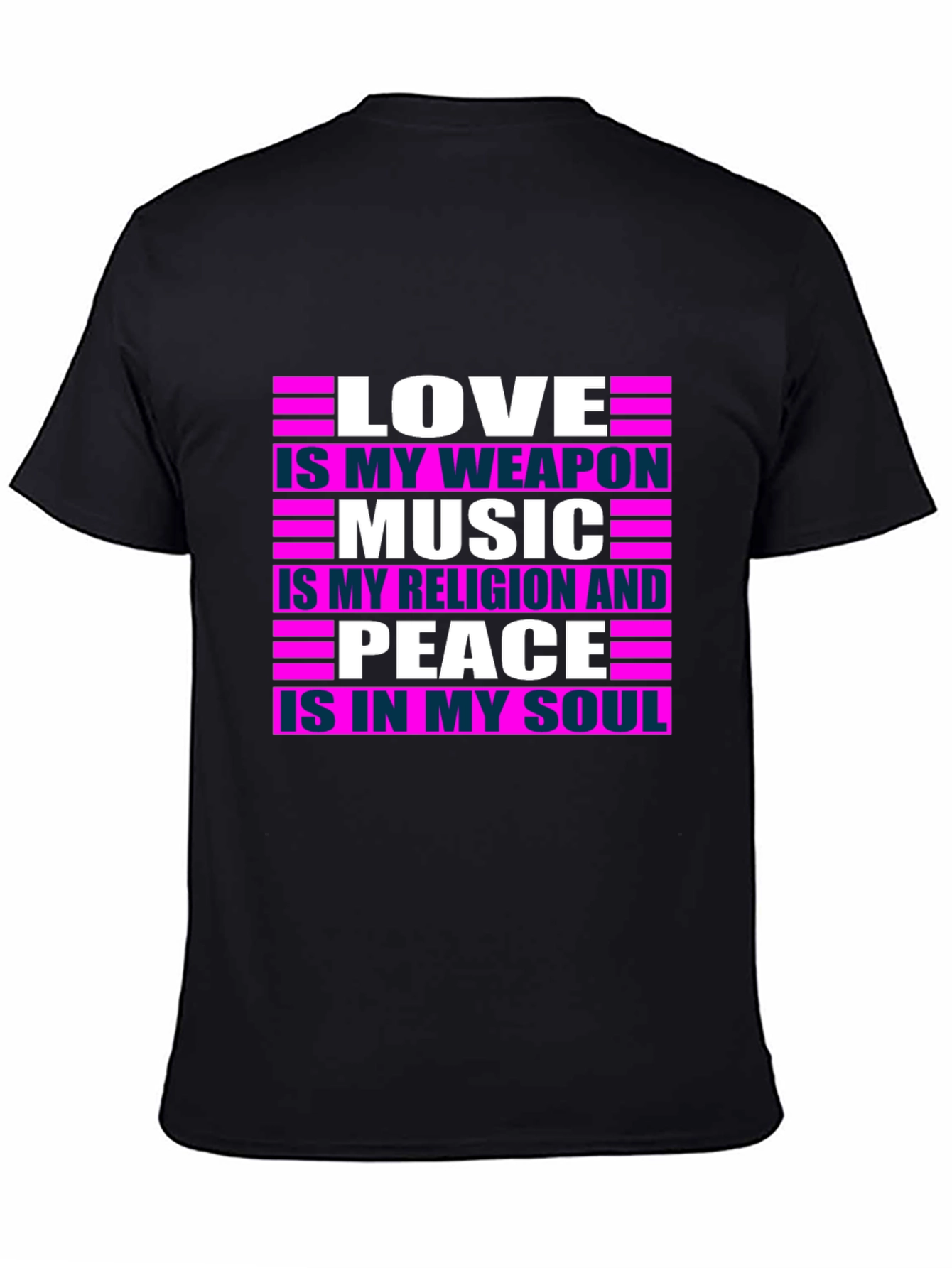 Black Love Music Peace T-Shirt - Positive Message Tee view 4
