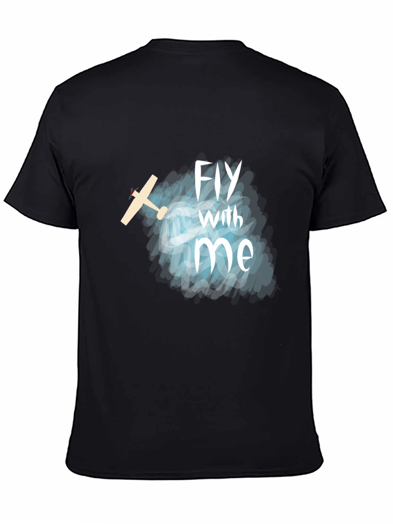 Black Fly With Me T-Shirt - Airplane Graphic Tee view 4