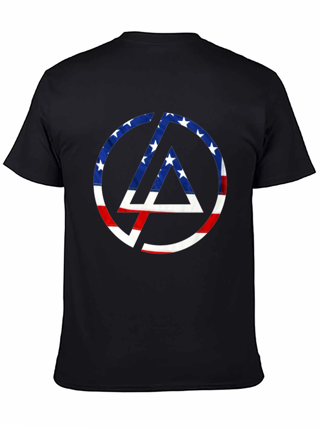 Black American Flag Circle Logo T-Shirt view 4