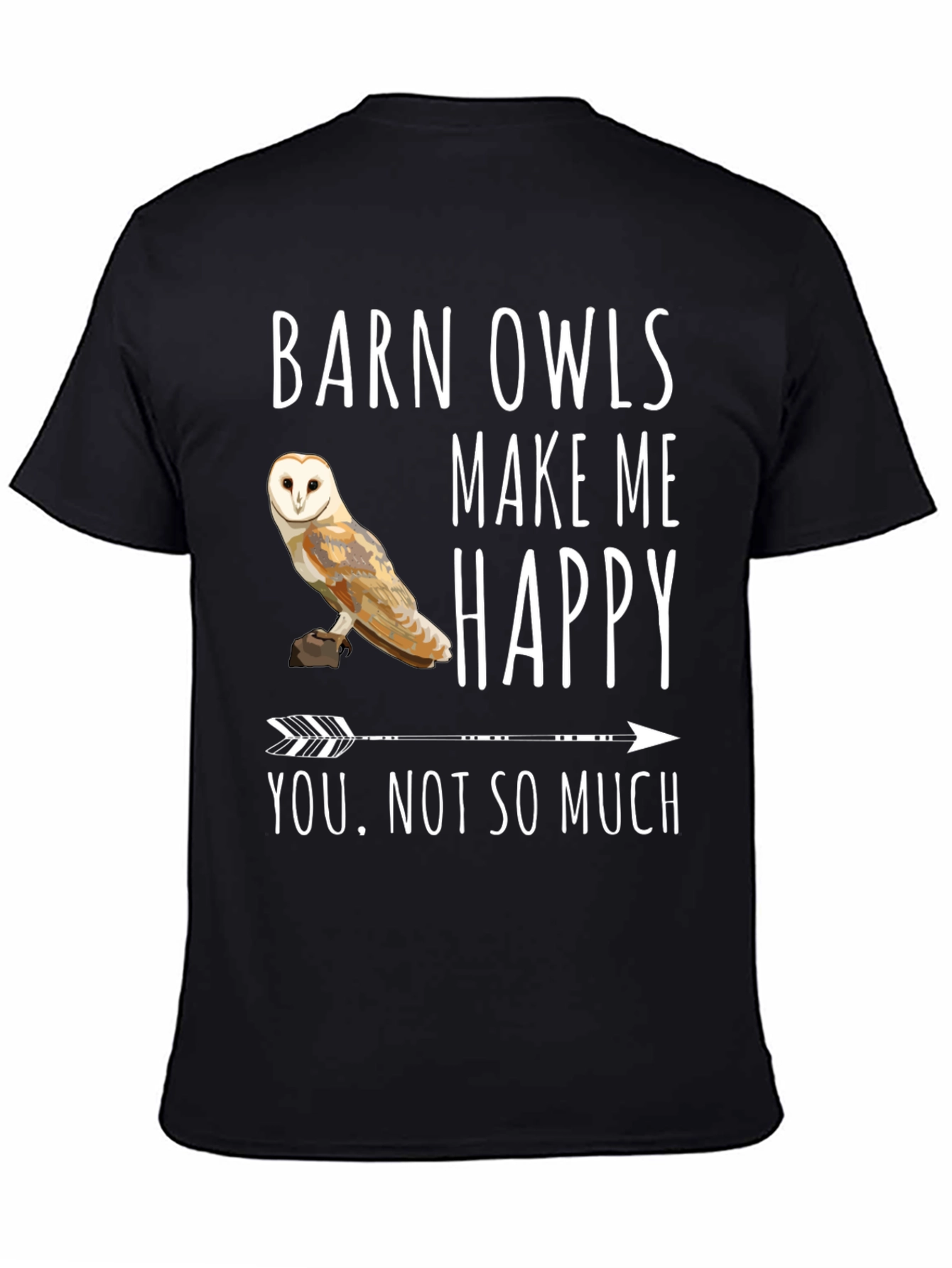 Black Barn Owl T-Shirt - Owls Make Me Happy Tee view 4