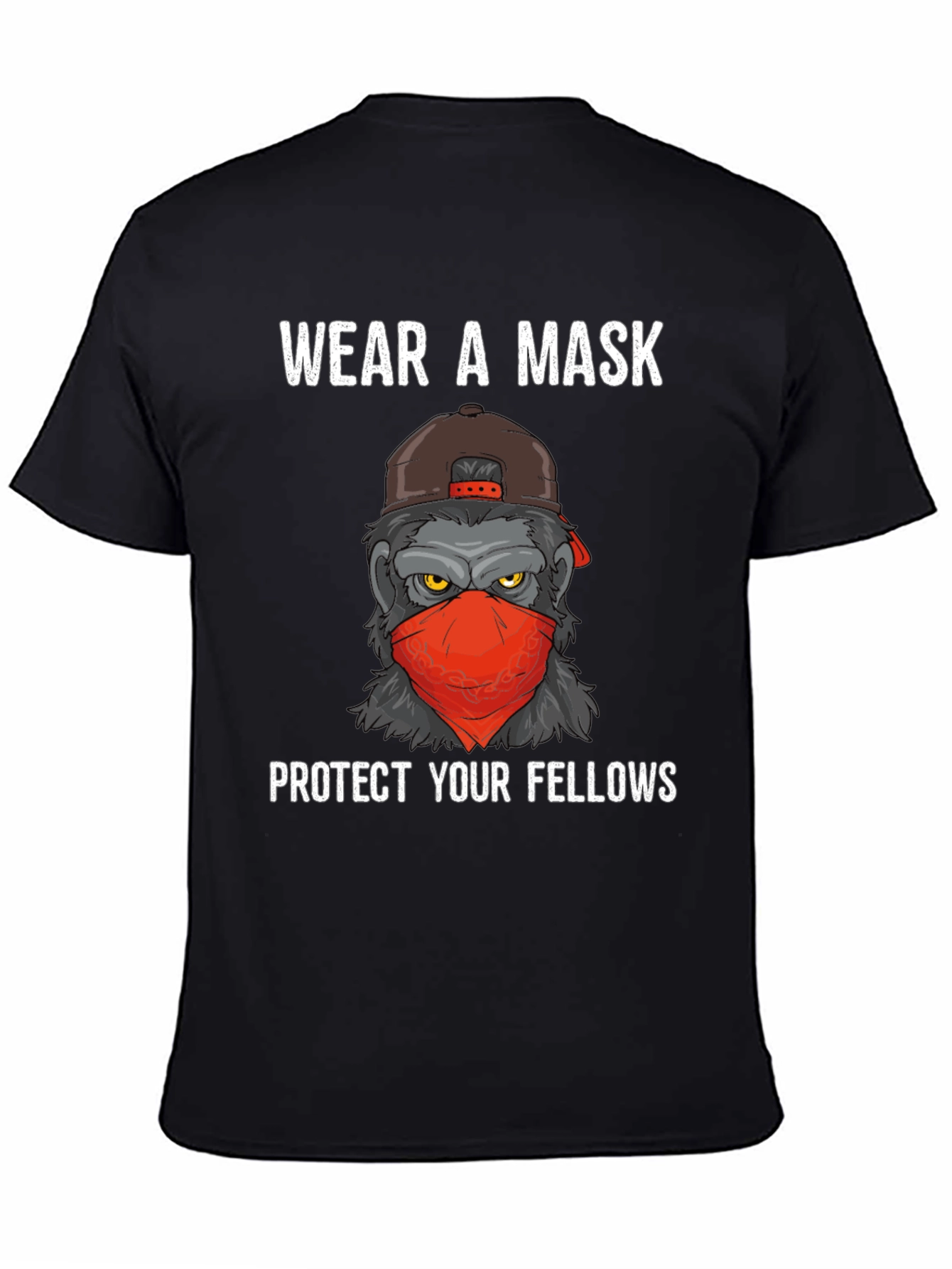 Black Wear A Mask Gorilla T-Shirt view 4