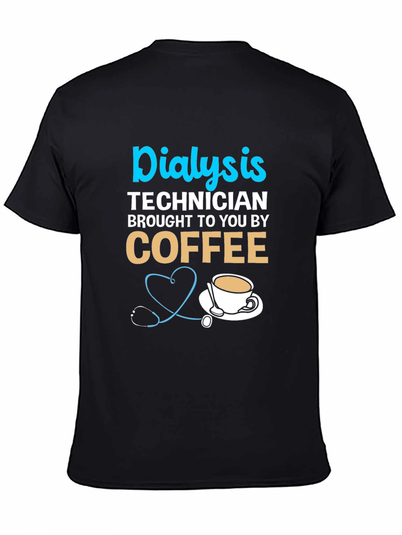 Black Dialysis Technician Coffee T-Shirt view 4