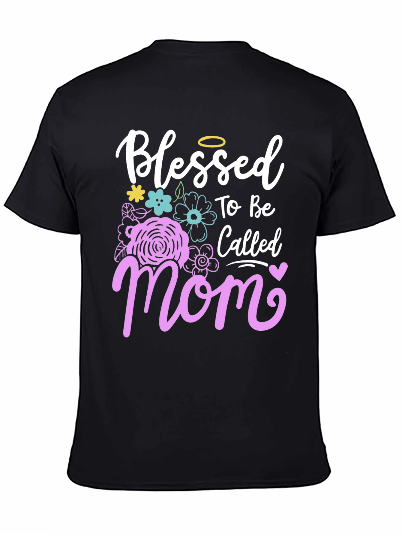 Black Blessed Mom Graphic T-Shirt view 4