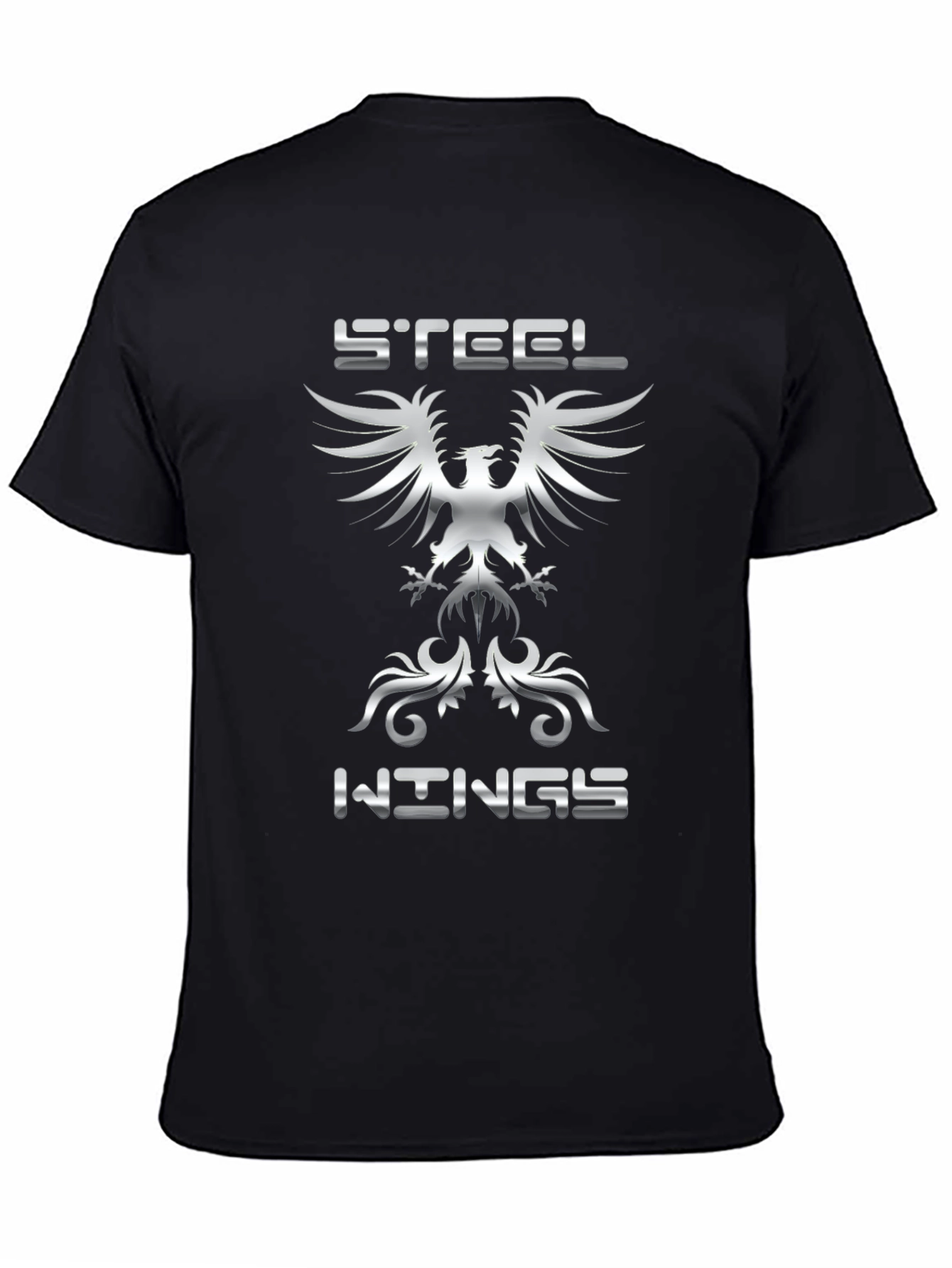 Black Steel Wings Graphic Tee - Bold Eagle Design view 4