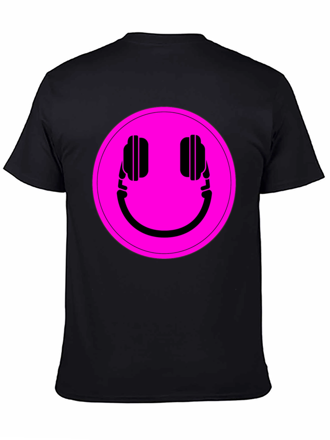 Black Headphone Smiley Graphic Tee - Black view 4