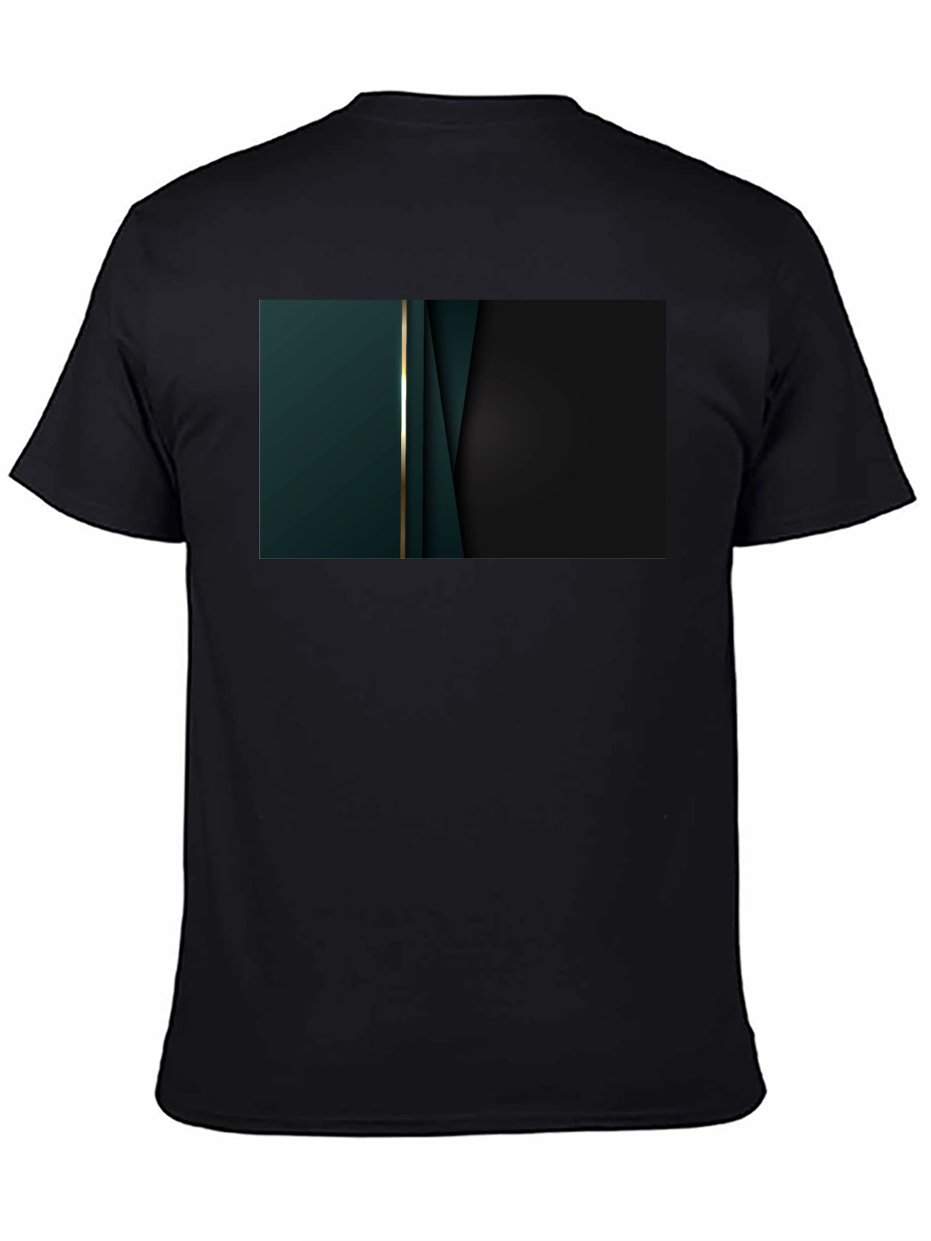 Black Sleek Black Tee with Abstract Dark Green Design view 4