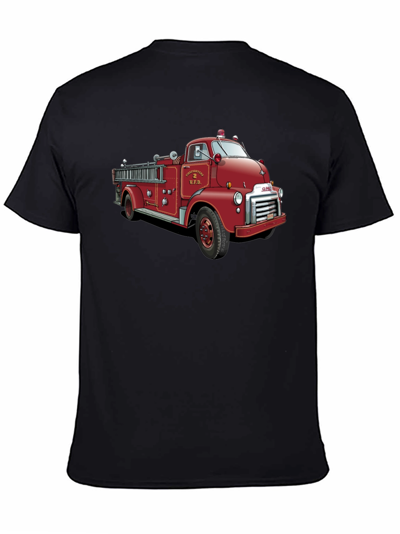 Black Vintage Firetruck Graphic T-Shirt view 4