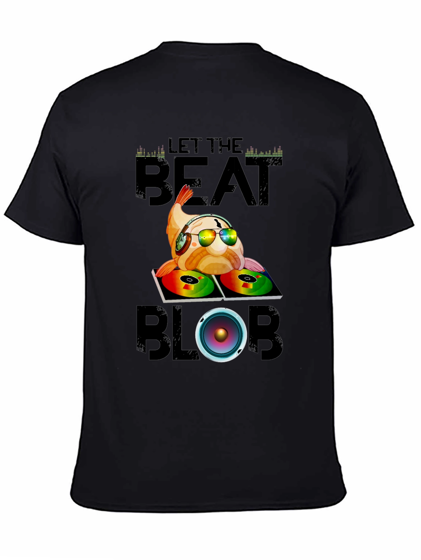 Black Let the Beat Blob T-Shirt - DJ Fish Graphic Tee view 4