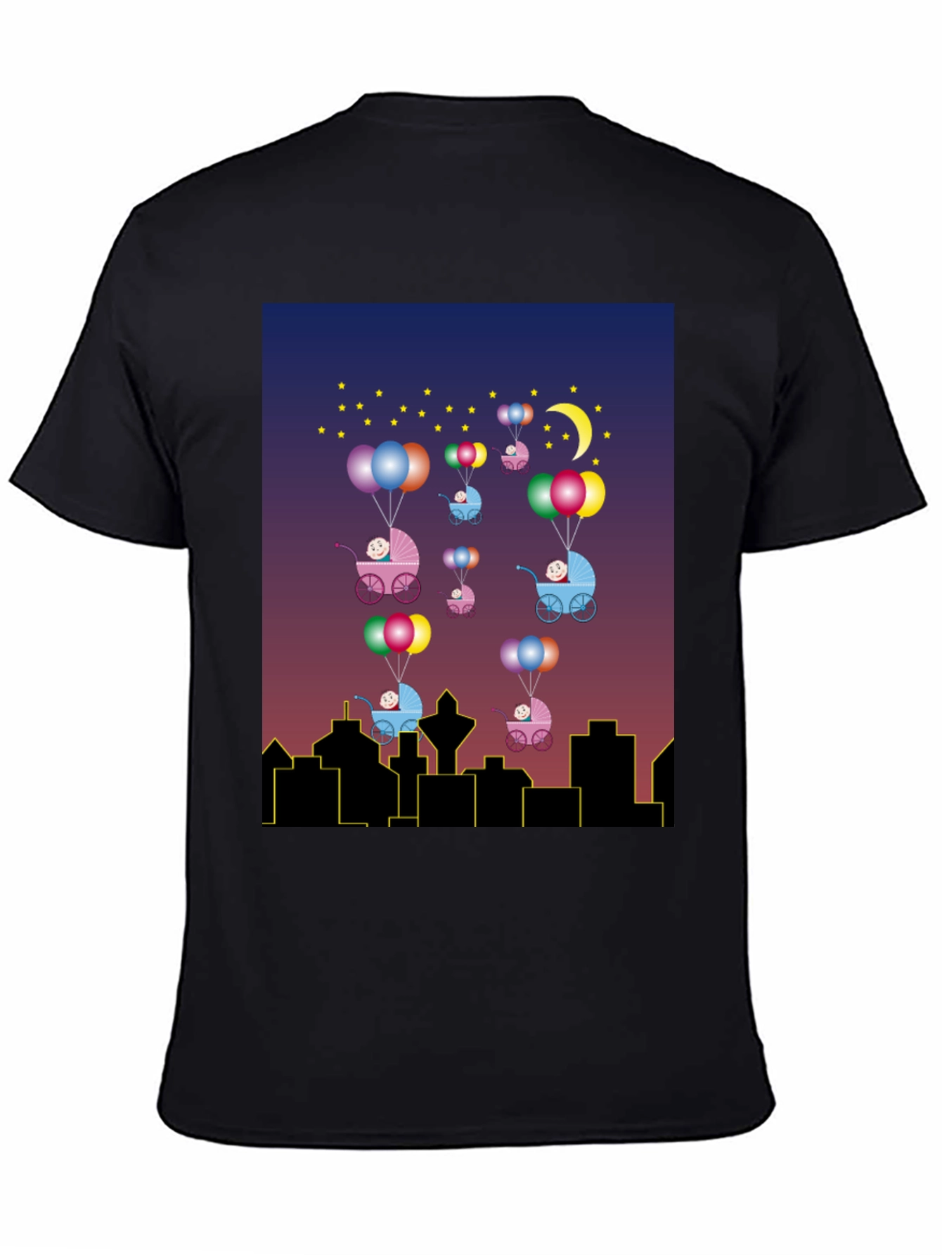 Black Novelty Baby Balloon Ride T-Shirt view 4