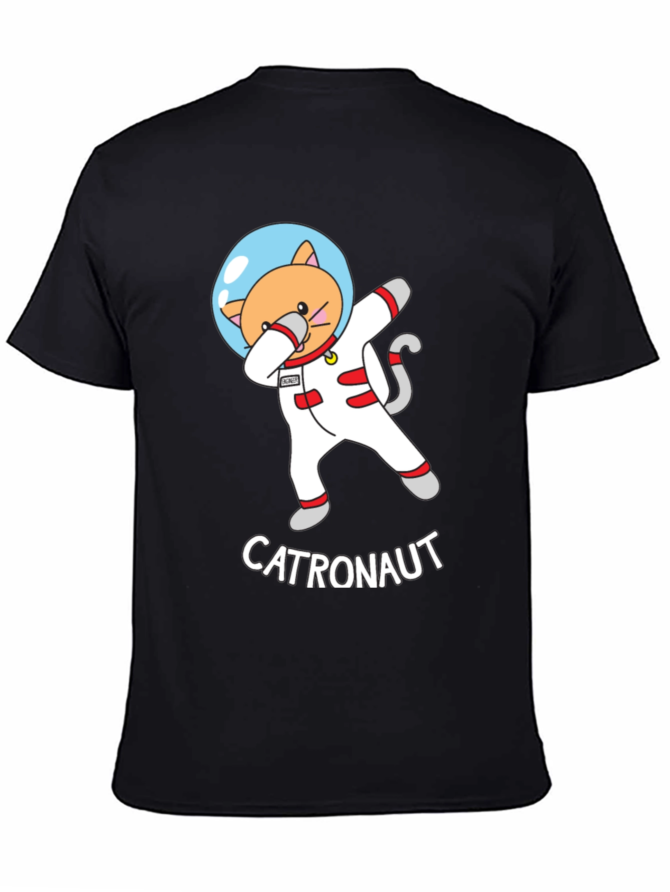 Black Catronaut T-Shirt - Dabbing Cat Astronaut Design view 4
