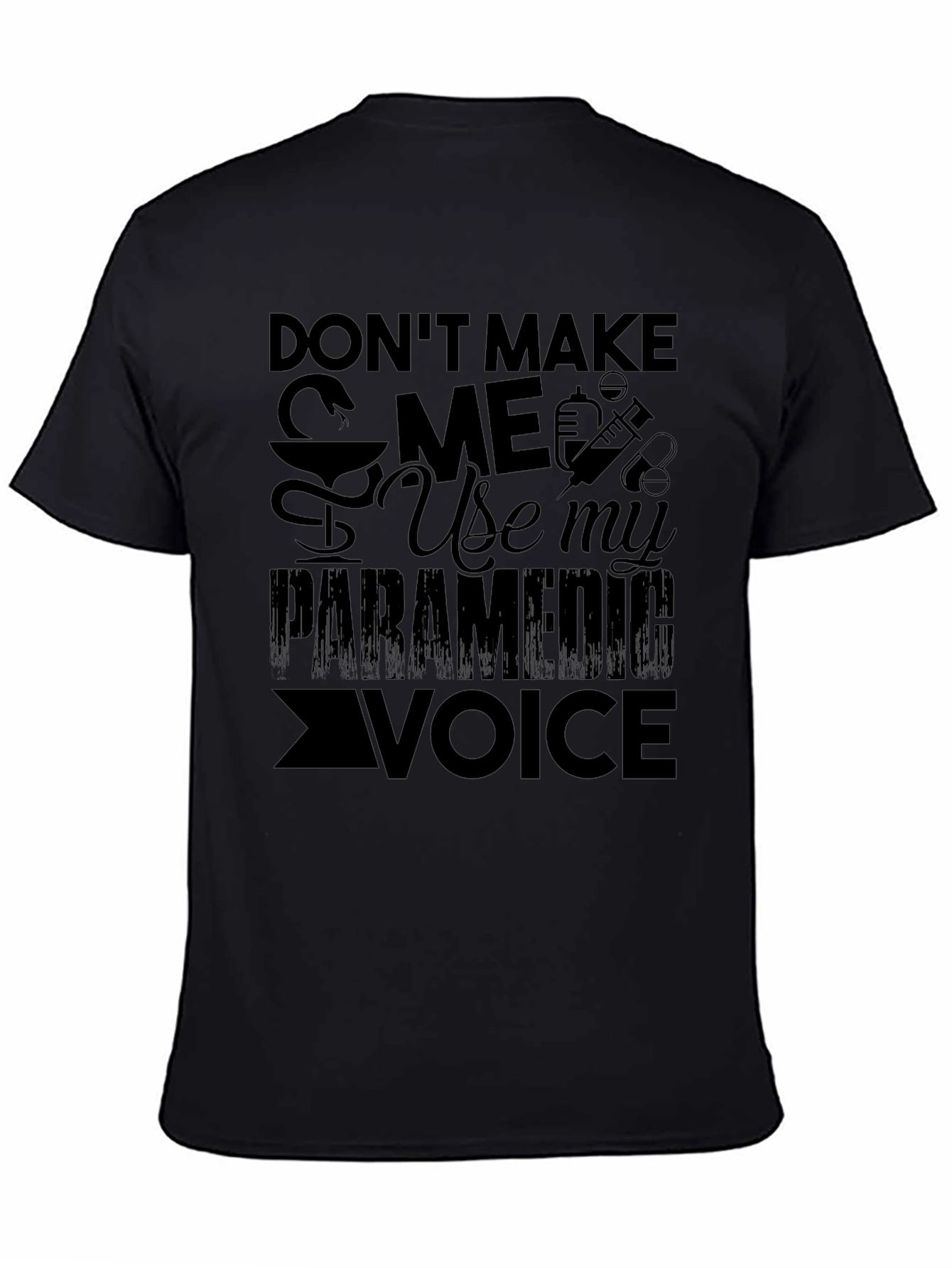 Black Paramedic Voice T-Shirt - Funny EMS Tee view 4